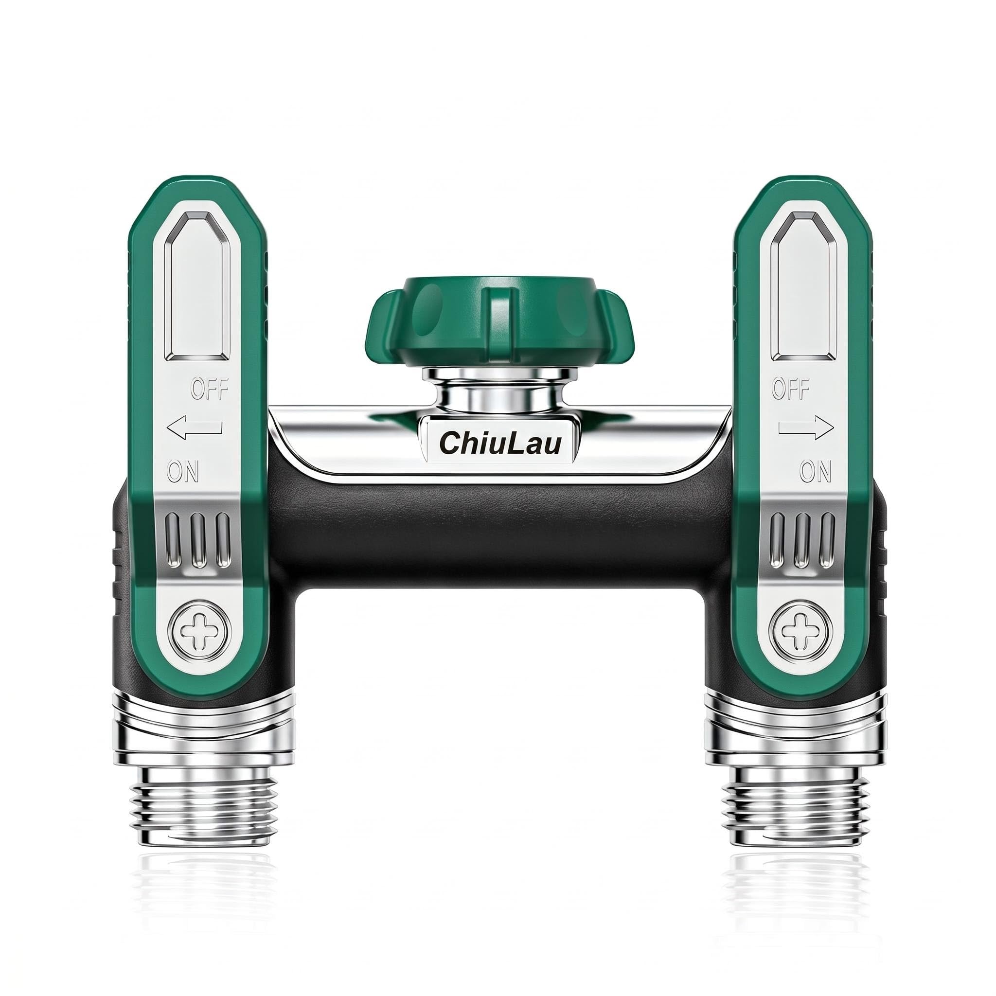 ChiuLau 2 Way Garden Hose Splitter, 3/4 in Heavy Duty Metal Tap Splitter