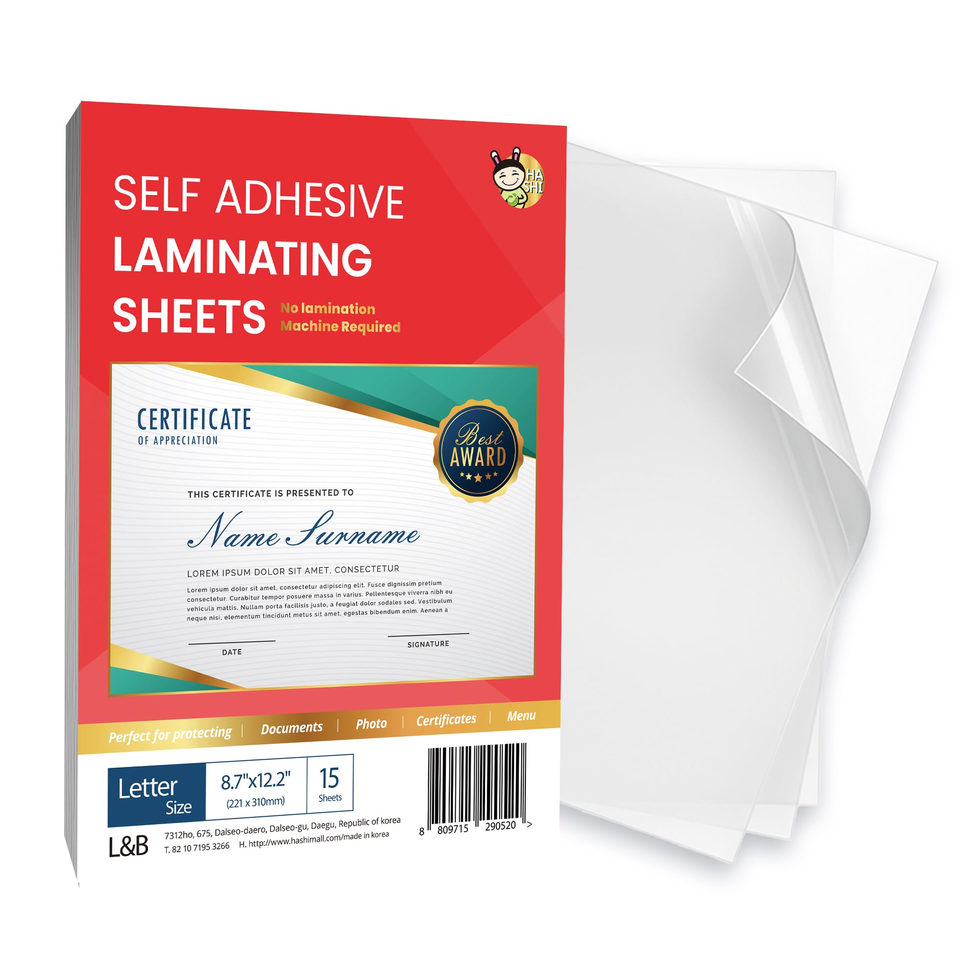 No Heat Laminating Sheets Self Sealing 15, 20, 25, 50, 100 Pack, 4mil Thickness, No Machine Self Adhesive Laminating Sheets by HA SHI (15 Sheets(