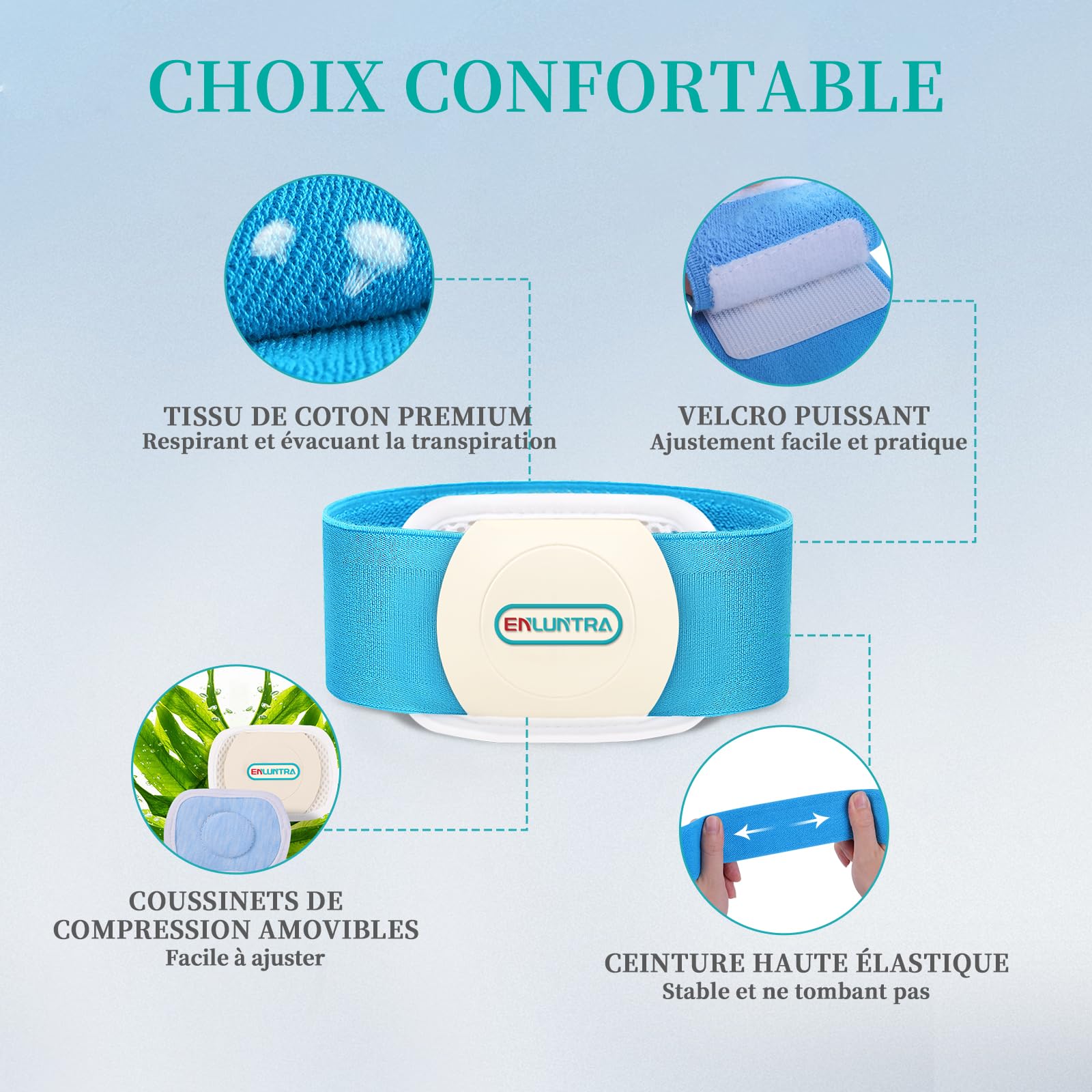 ENLUNTRA Hernie ombilicale,ceinture bébé,bande de ventre infantile,liant abdominal,pour hernie soutien truss enfants nombril,nombril bande nouveau-né,bébé fournitures,réglable,emballage (Bleu，S)