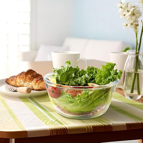 Miniatura 7 de NUTRIUPS Tazones de vidrio profundo para mezclar de 7 pulgadas, cuencos de vidrio transparente de 54 onzas para cocina, juego de 2