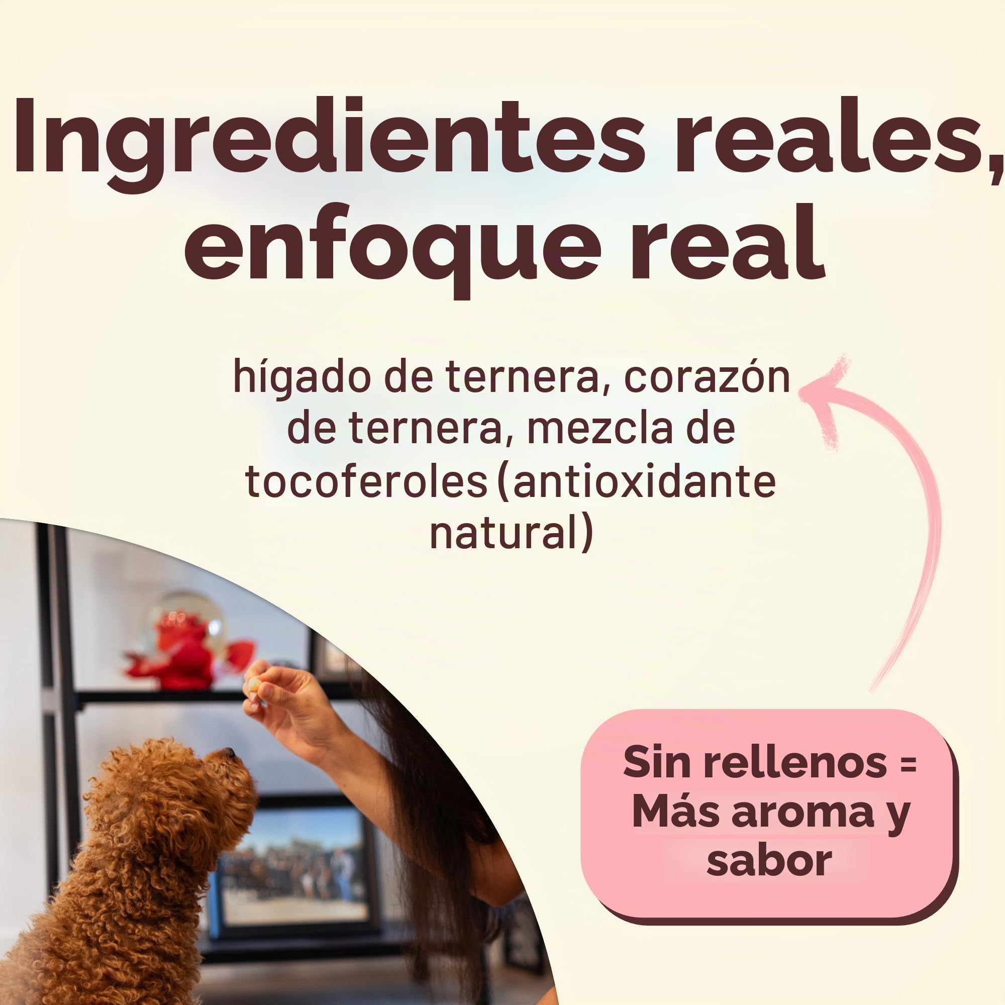 Pupford Golosinas de Entrenamiento liofilizadas de 450 golosinas por Bolsa, Baja en calorías, la recompensa Entrenamiento de Alto Valor (Viene en hígado de Res, Patata Dulce y Pollo)