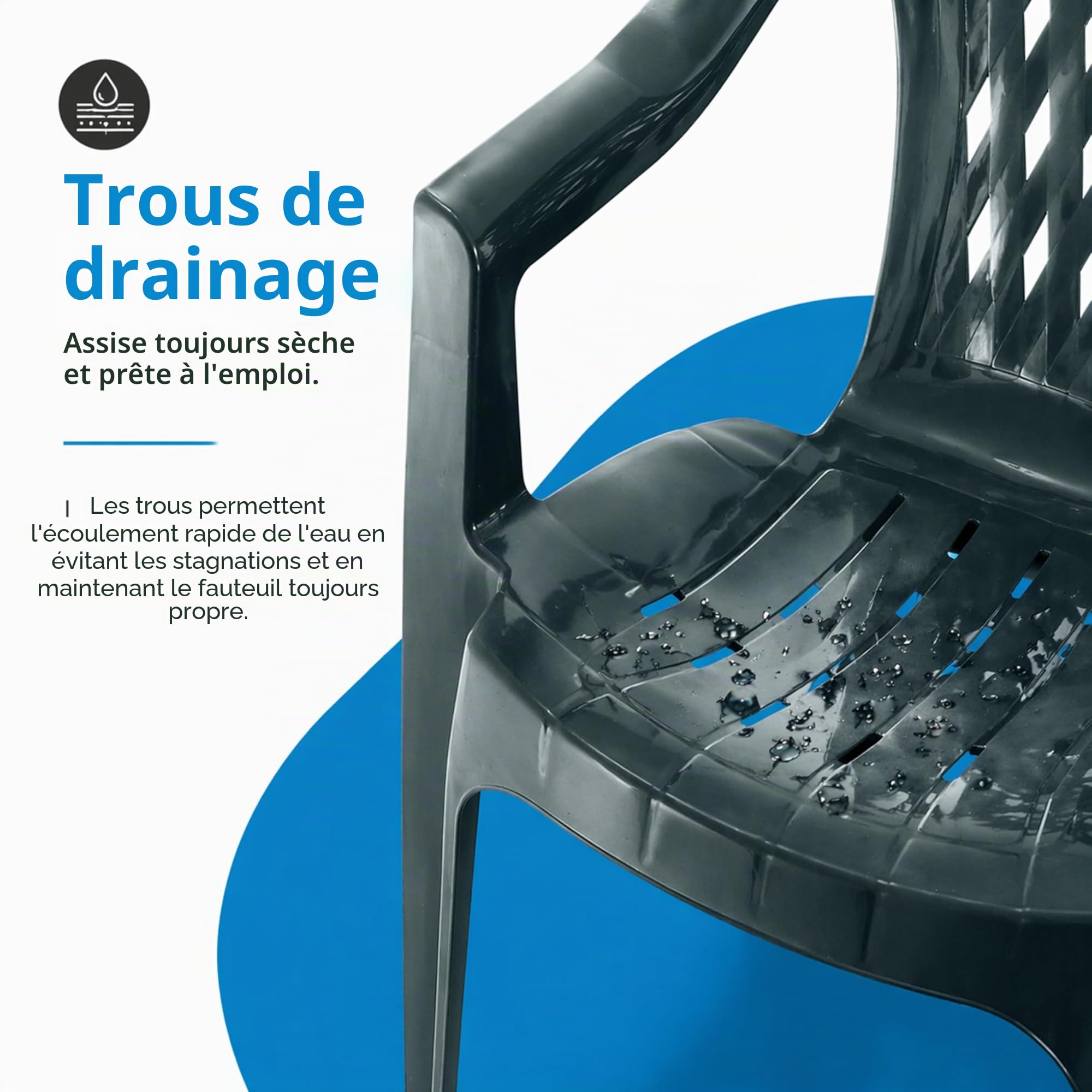 Tomaino - Lot de 4 chaises de jardin empilables en plastique - Chaises d'extérieur résistantes et légères avec drainage, idéales pour terrasse balcon bar (4, blanc)