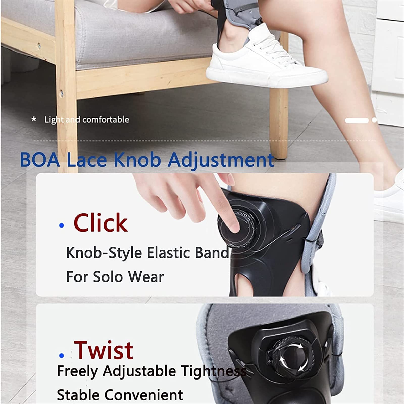 Órtesis De Tobillo Y Pie, Órtesis Fija para Caída del Pie con Cordones Boa Ajustables Y Refuerzo Envolvente De 360°, Ajuste Biónico, Transpirable Y Cómoda, para Hemiplej,Left(L)
