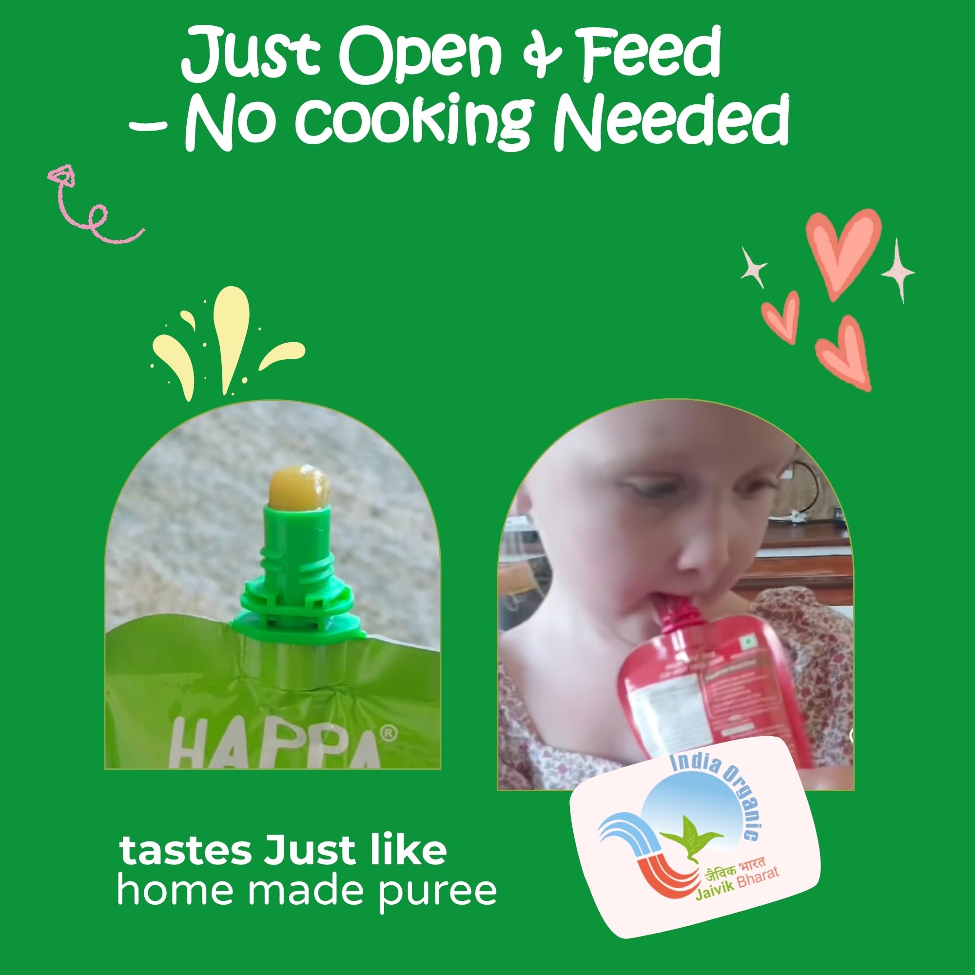 Happa Organic Baby Food Apple and Mango Puree | 100% Fruits | No Added Sugar, No Milk Powder, No Preservatives | Stage 2 (6 Months+) | Ready to Eat | Free from Common Allergens | Pack of 1 (100g Pack) 4