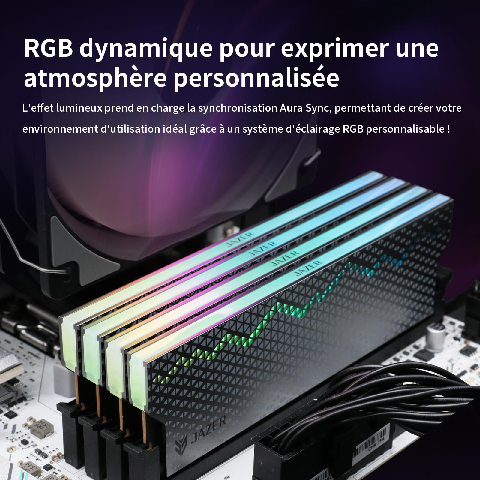 JAZER DDR5 RGB 32Go (16Go x 2) 6000MHz CL28 - Compatible avec XMP 3.0 et Expo - Mémoire de Travail pour Ordinateur de Jeux PC CL28-35-35-76/1,4V(Blanc)