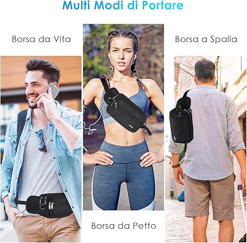 Miniatura 6 de AGPTEK Riñonera para mujeres y hombres, bolsa de cintura ajustable, para viajes, correr, ir de compras, senderismo, pasear perros, ciclismo,