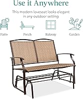 Vista 7 de Best Choice Products Columpio Deslizante de Patio al Aire Libre para 2 Personas Banco de Acero Asiento Doble Mecedora para Terraza, Porche con Tela