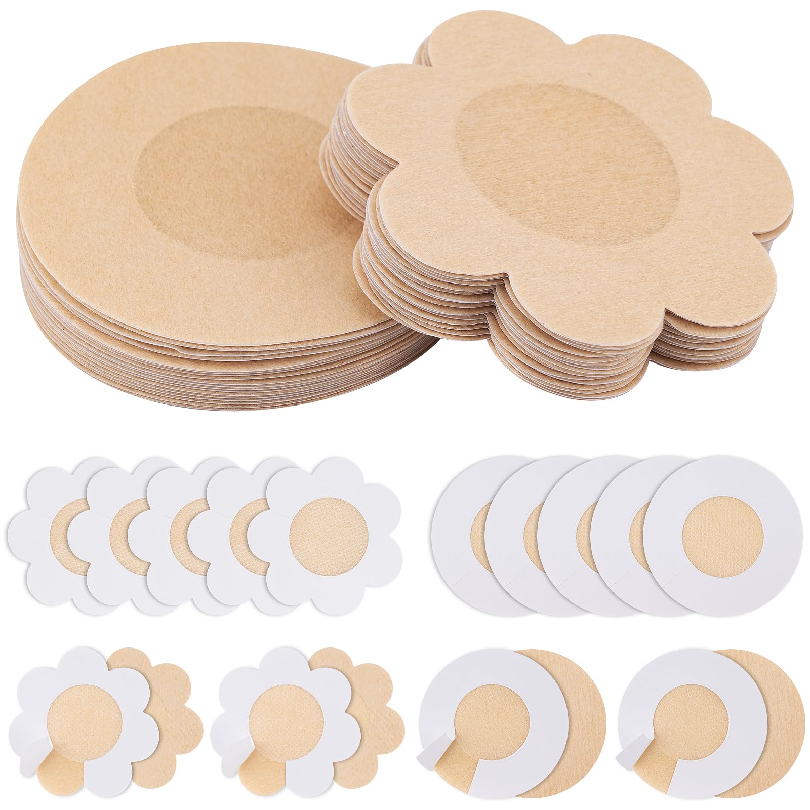 20 Paia Copricapezzoli Monouso Donna - Adesivi Invisibili A Fiore E Rotondo Per Abiti Senza Reggiseno - Foto 9