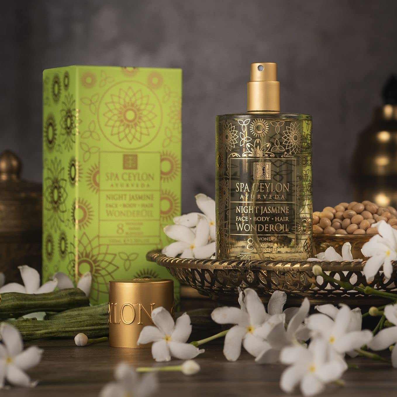 SPA CEYLON Wonder Oil Night Jasmine, Enriching Moisturizing Body Oil with Ayurvedic Herbs for Skin & Hair Vitality - Image 3