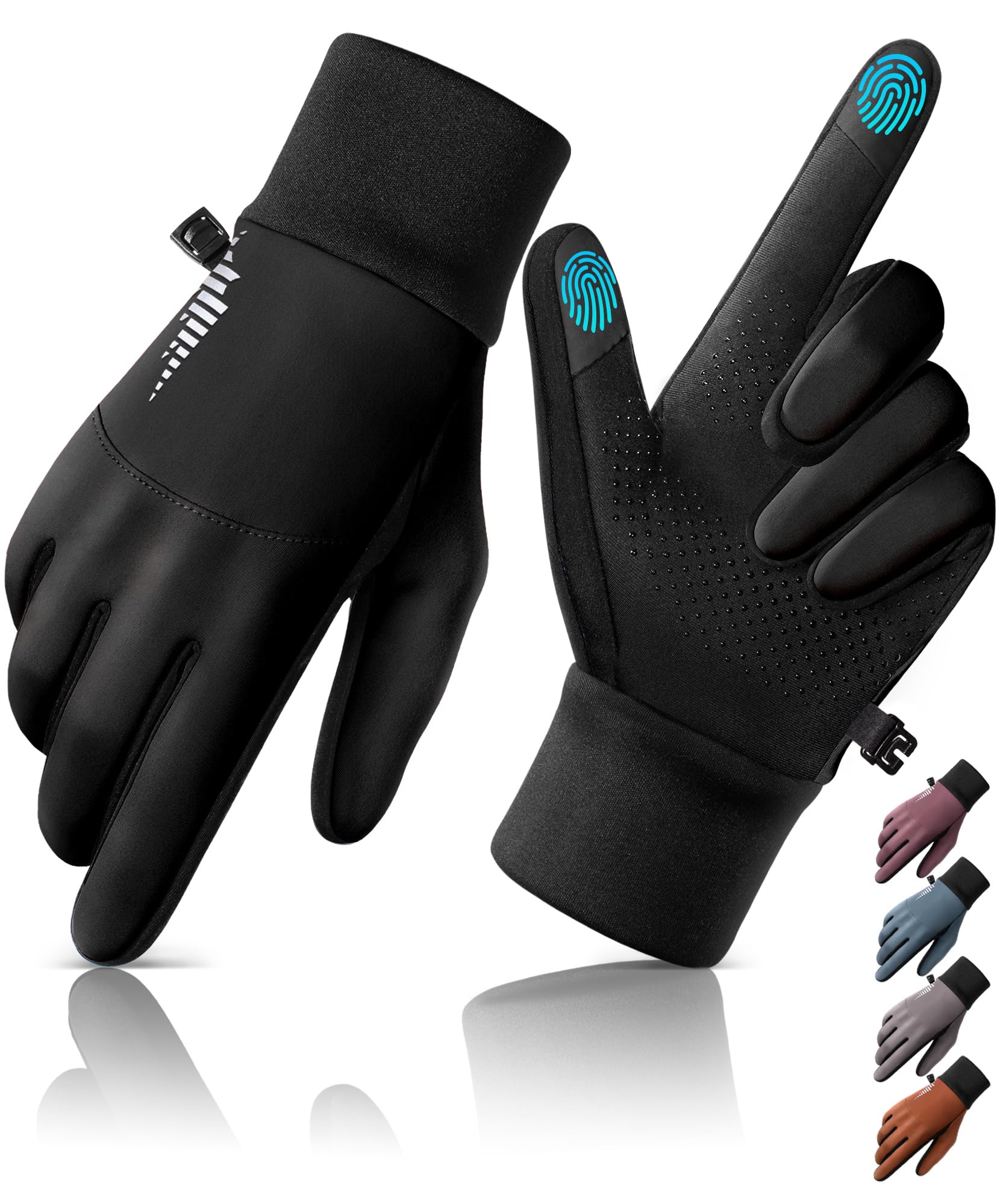 rivmount Water-Resistant Winter Gloves Touch Screen, Women Men Thermal Warm Gloves Suit for Cold Weather Running, Cycling, Hiking, Bike, Ski, Snow, Driving, Work, Outdoor Size S M L XL XXL Black Gray
