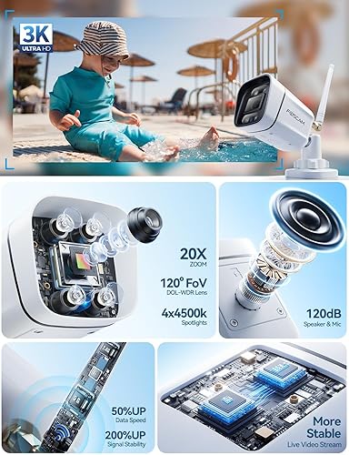 Miniatura 9 de FOSCAM Cámaras de seguridad 3K 5MP inalámbricas para exteriores, cámara de vigilancia WiFi de 5 GHz y 2.4 GHz para seguridad del hogar exterior, FoV