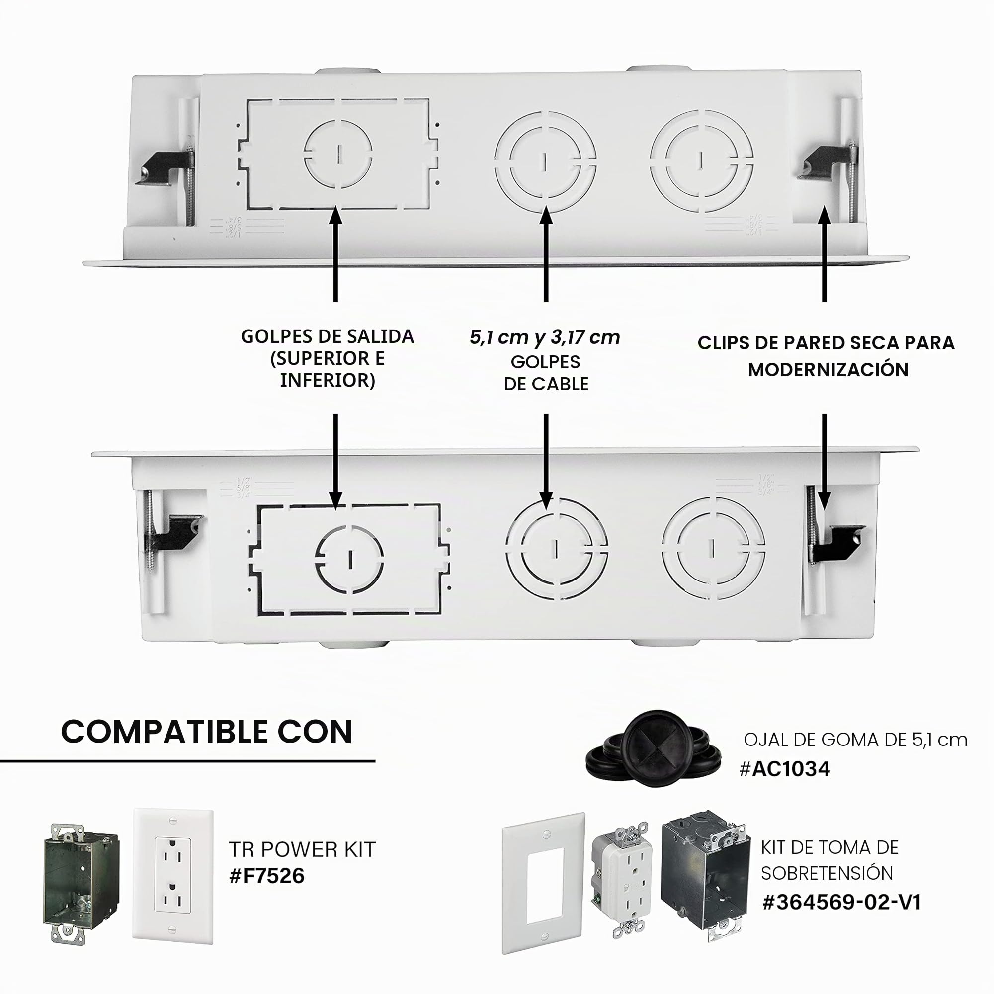 Legrand - ONQ - Gestión de Cables, Caja de Medios Estructurados, Recinto de Pared, Almacenamiento Empotrado, Doble Propósito, 9 Pulgadas, Blanco (ENP0900-NA)