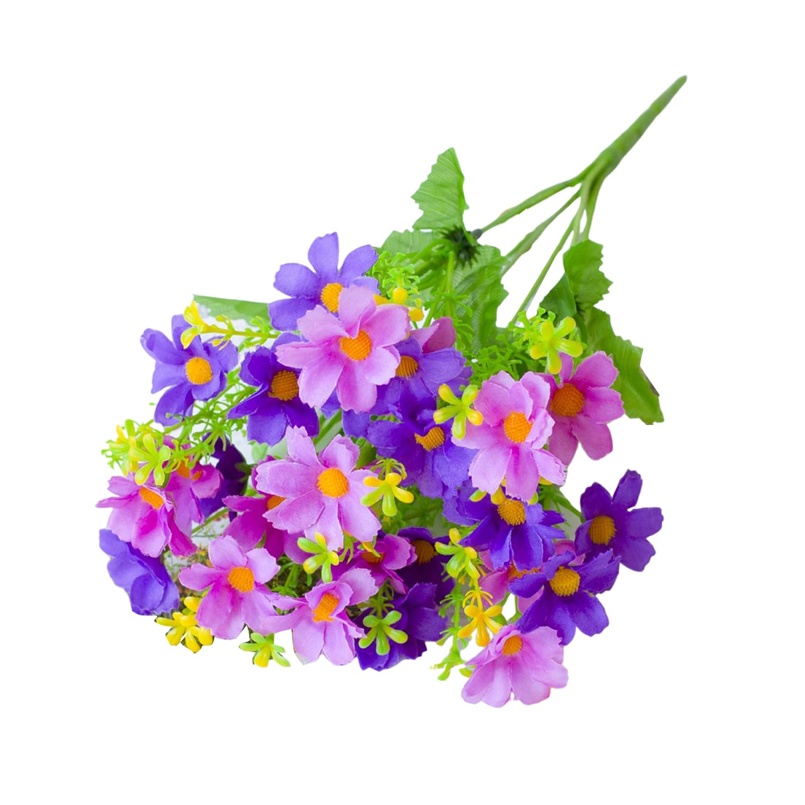 Worparsen Purple 28 Head Artificial Silk Daisy Flowers,10 Colors Fake Flowers For Outdoor And Indoor, Decorative Artificial Flowers In Vase, Faux Plastic Uv Resistant Flowers For Graves And Garden (Purple)
