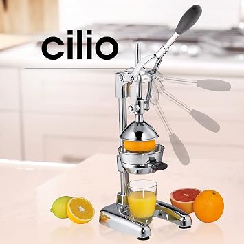 Cilio Commercial Grade Citrus Press Manual Juicer, Silver