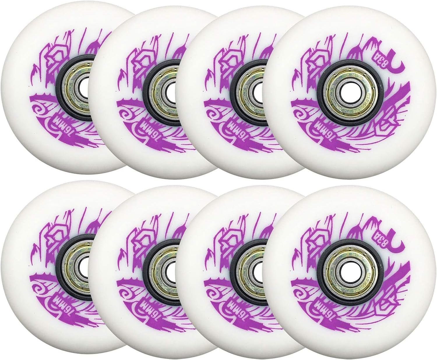 Inline Skate Wheels Outdoor/Indoor 83A Inline Roller Skate Wheels 72mm/76mm/80mm Wear-Resistant Street Skating Wheel Replacement Wheels with Bearings 8 Pack