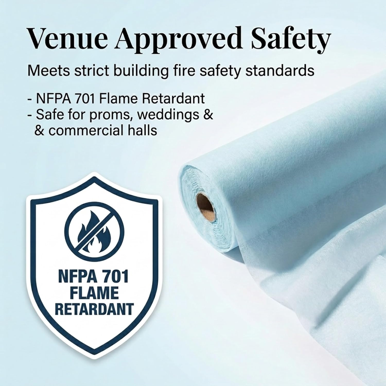 Light Blue Flame Retardant Gossamer Fabric Roll, 59 Inches x 25 Yard, Sheer Fabric for Wedding Decorations, Baby Shower, Gender Reveal, Prom, Homecoming, Event Photo Backdrops, Drapes