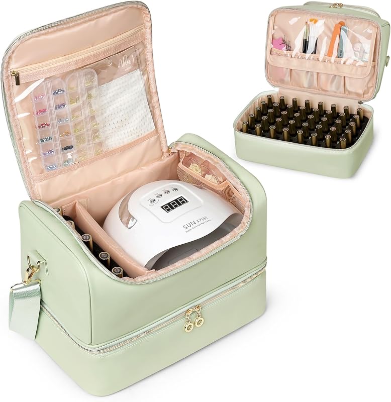 Uross Estojo organizador para esmaltes, lâmpada e acessórios de manicure, verde