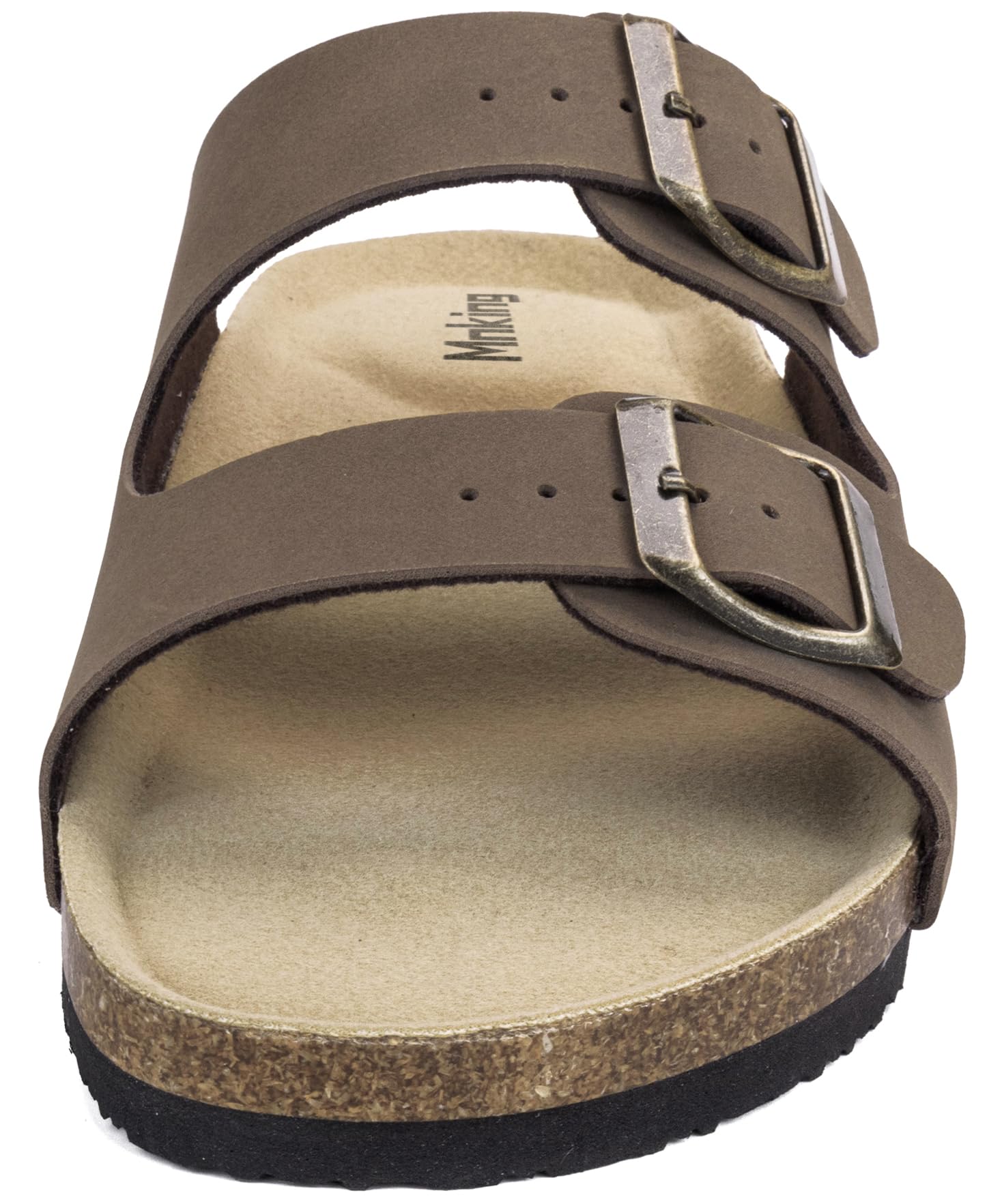 Pantoletten Damen Herren mit Kork Fussbett Retro Bequeme Wildleder Strand Slide Sommer Rutschfest Flach Hausschuhe mit Verstellbarer Rieme
