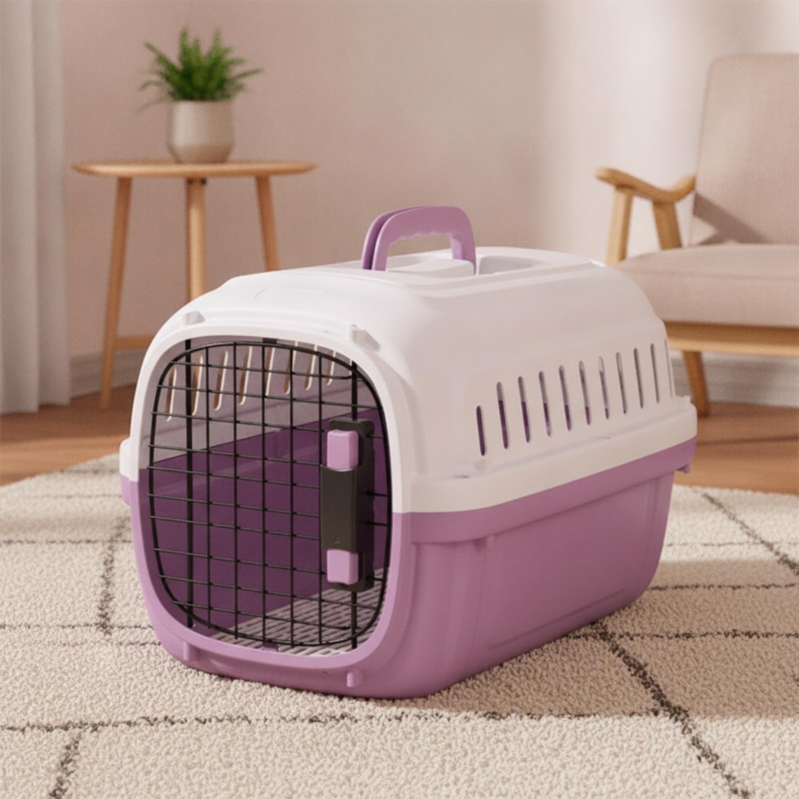 Gralara tín Rígido Seguro tín con Banja Transpirable Caja para Mascotas Pequeñas, Viajes en Coche, Verde Aguacate, 51 35 31CM
