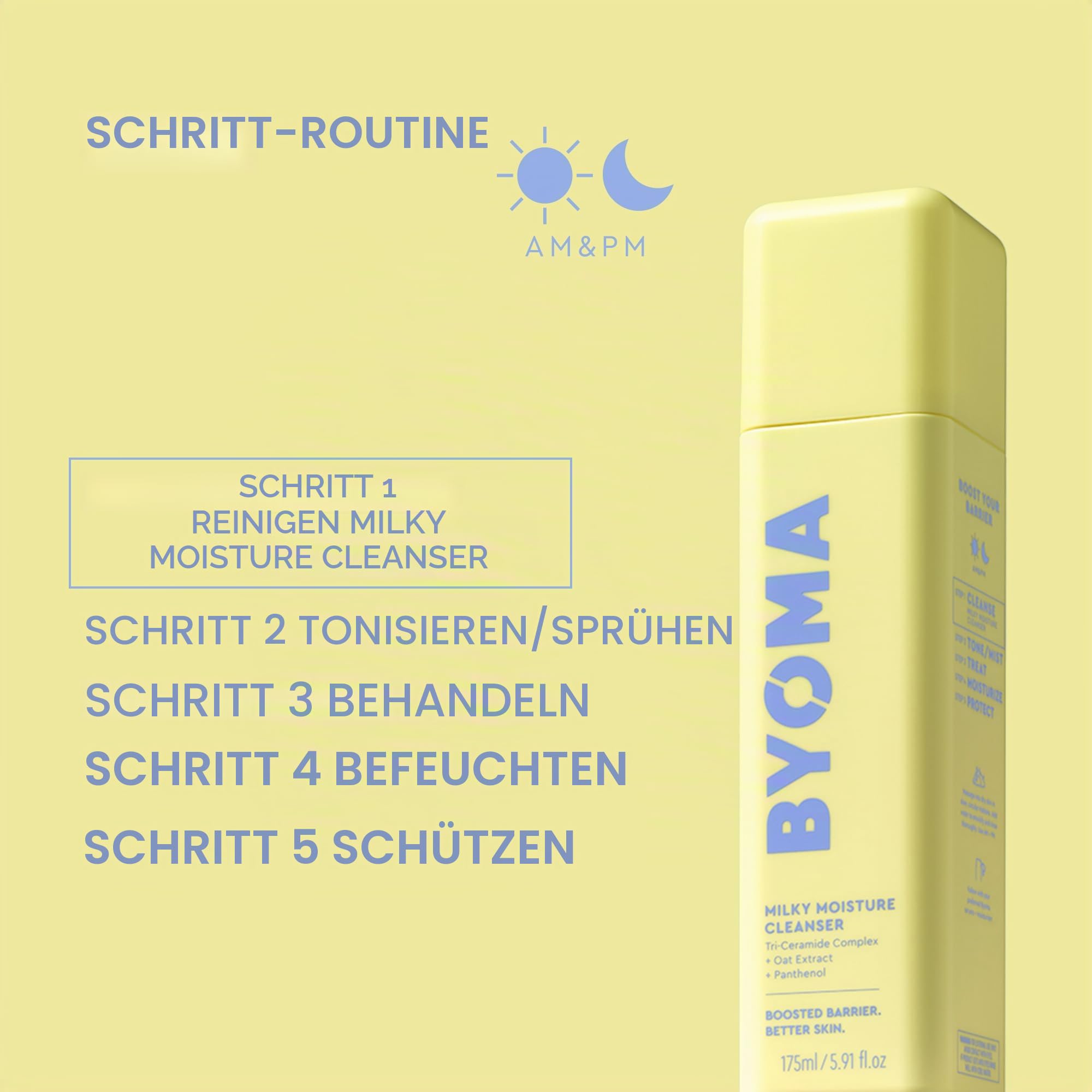 BYOMA Milky Moisture Cleanser (175ml) Ultra Beruhigender Reiniger, sanft zu trockener und empfindlicher Haut, mit Tri-Ceramid, Haferextrakt und Panthenol, vegan