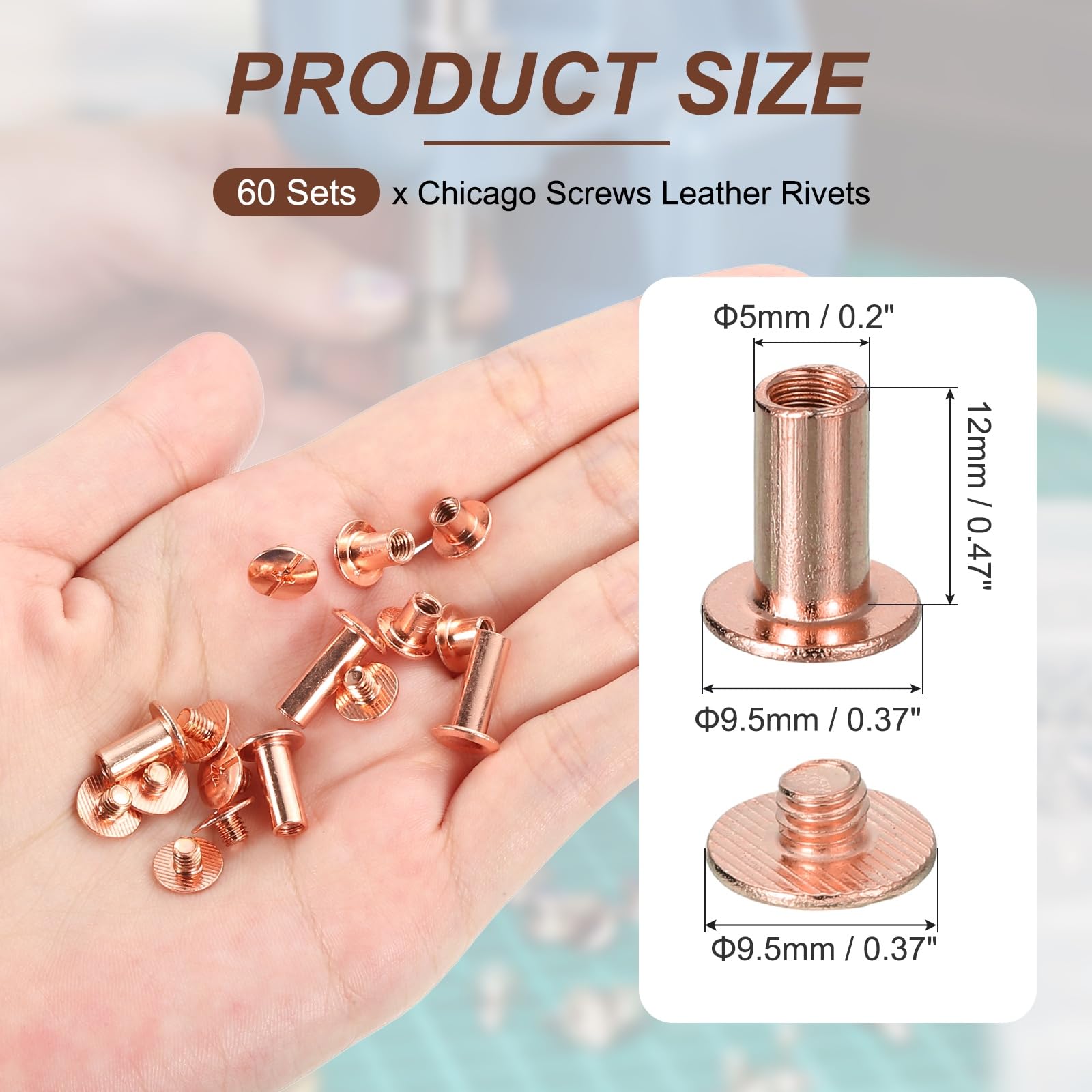 PATIKIL 15mm Chicago Screws Leather Rivets - Image 2