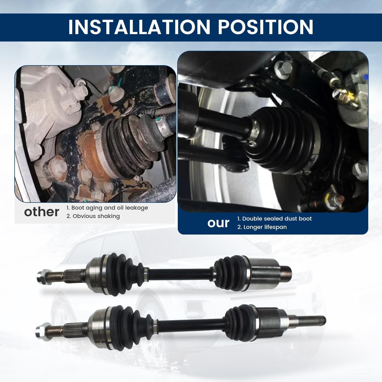 CV Axle Shaft Front Left & Right Set for Chevy Equinox 2010-2017 GMC Terrain 2010-2017(2.4L Models Only), 2PCS Half Shaft Assembly Replacement Driver Passenger Side 601557 601558 661516 661517 601517