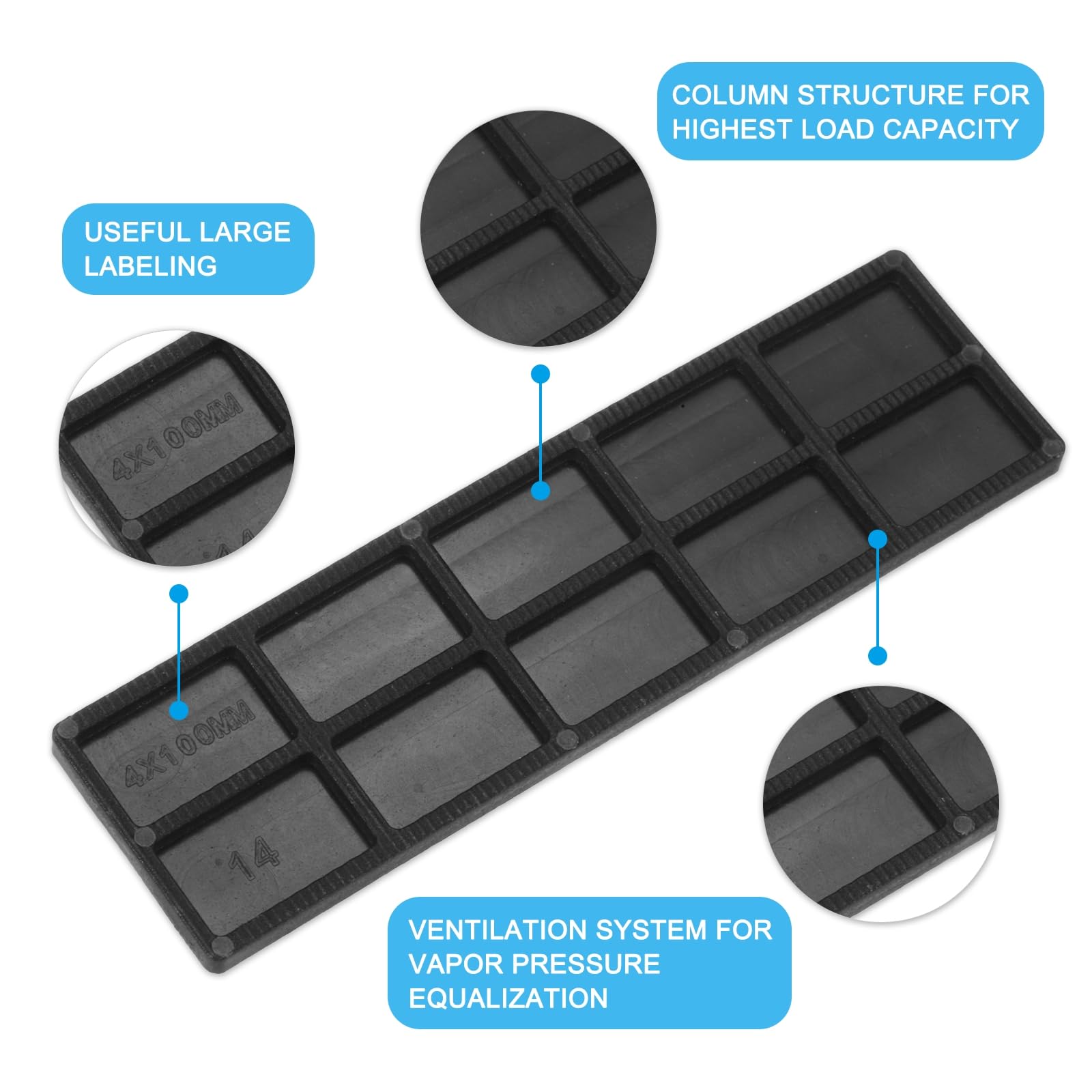 QUARKZMAN 50 Stück Unterlegplatten Kunststoff Abstandshalter 100 x 28 x 6 mm Fliesenkeile Distanzplatten Ausgleichsplatten Distanzklötze Unterlegklotz Verglasungsklötze für Fenster, Schwarz