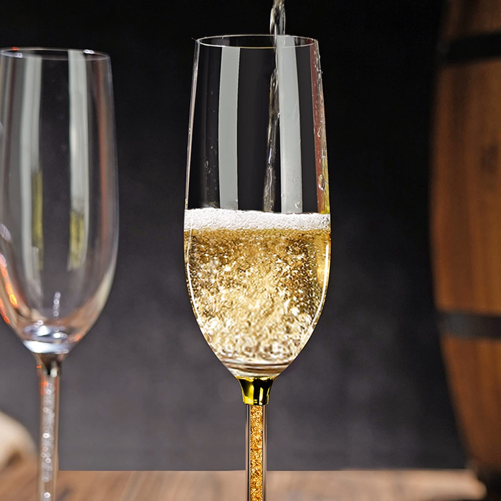 Flûtes à Champagne Verres à Champagne légers de Luxe de 230ml, Ensemble de flûtes à Champagne Haut de Gamme, Tasse à Champagne en Verre de Cristal, 12 pièces Coupes à Champagne(C)