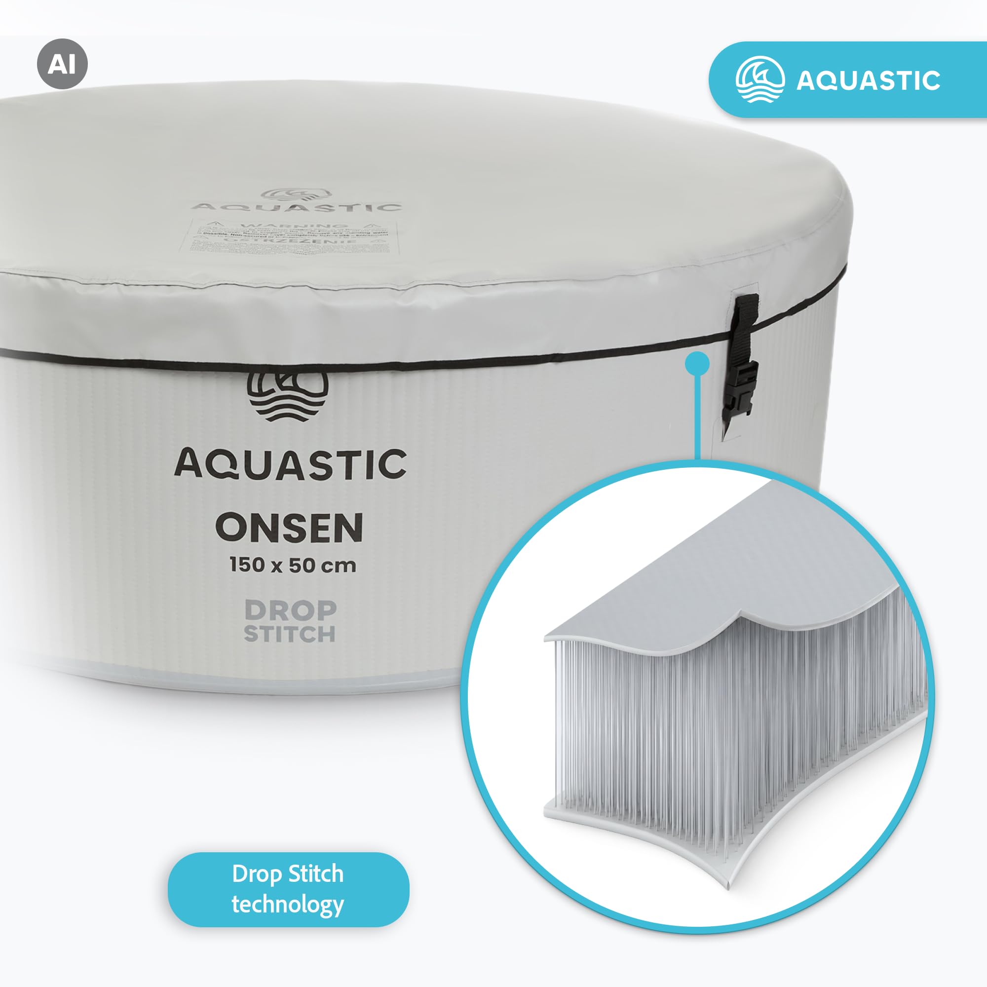 AQUASTIC ONSEN nadmuchiwana wanna lodowa, 700 l, 150 x 50 cm, DropStitch