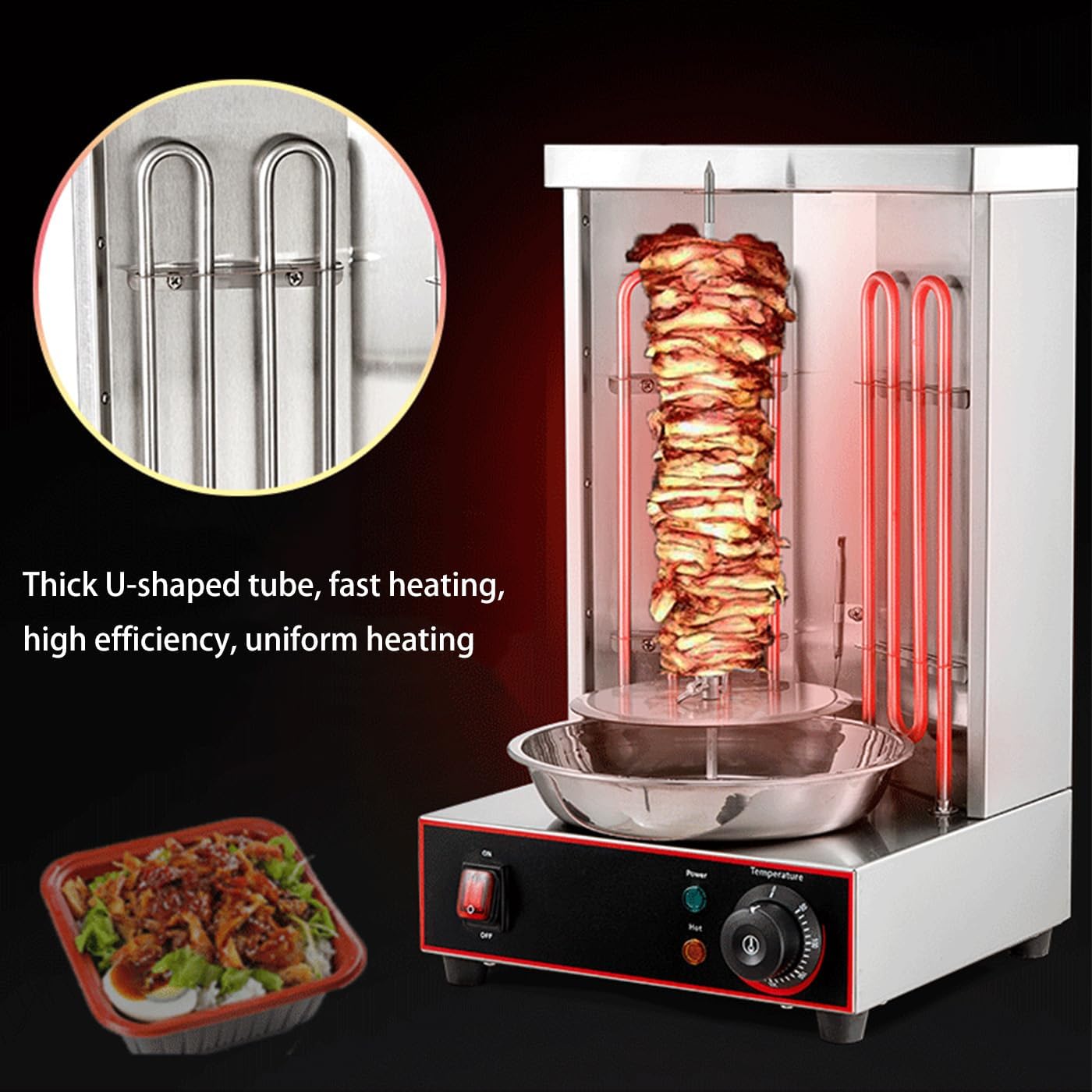 110V Electric Shawarma Doner Kebab Vertical Broiler Gyro Grill - Turkish Barbecue Machine