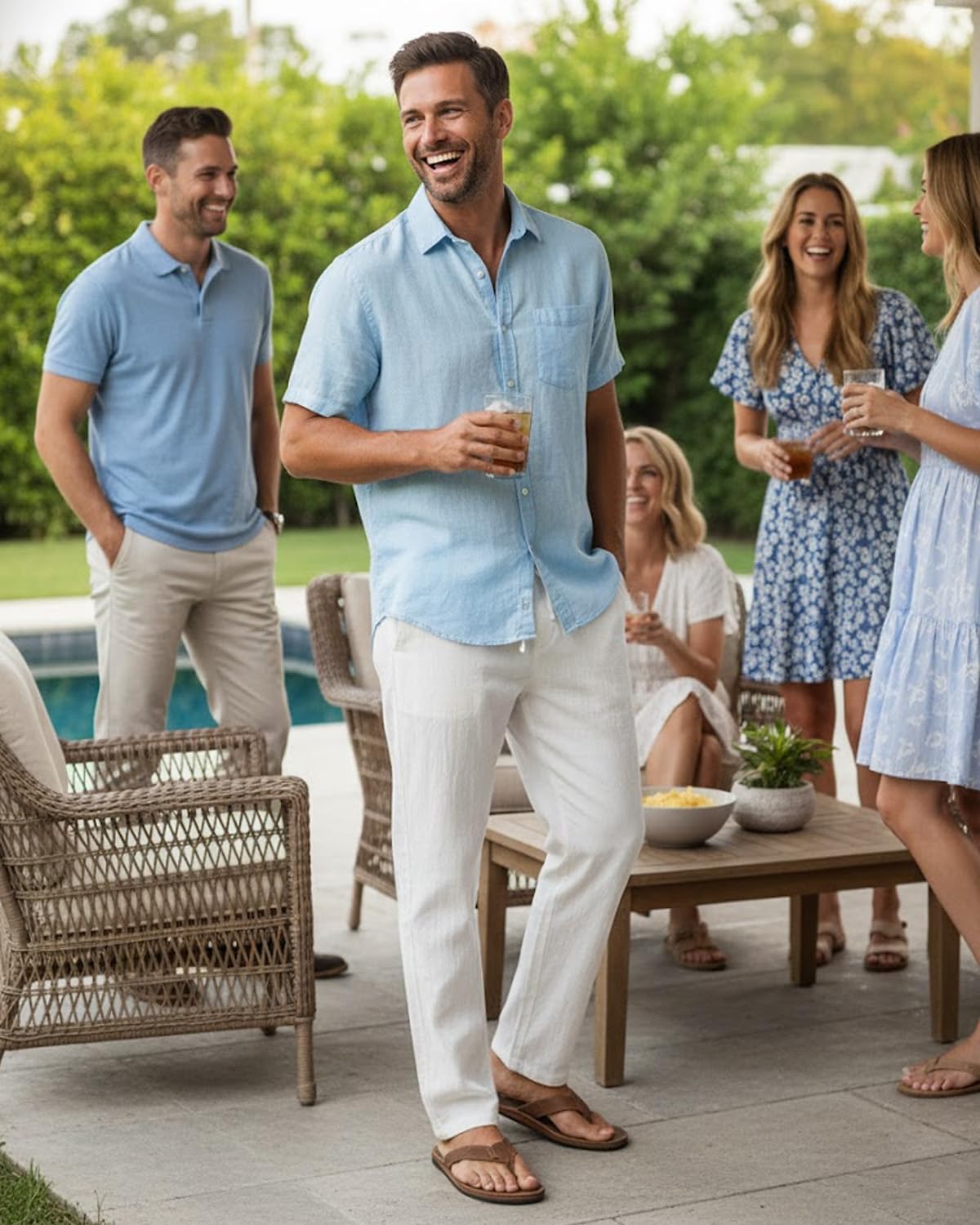 Zylioo Pantaloni alti in lino con cavallo da 83,8 cm/88,9 cm, pantaloni extra lunghi da uomo, pantaloni estivi a gamba larga, leggeri e casual