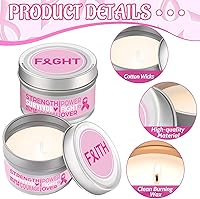 Vista 3 de MTLEE 12 velas de concientización sobre el cáncer de mama, regalos a granel para sobrevivientes de cáncer de mama para mujeres, velas de cinta rosa