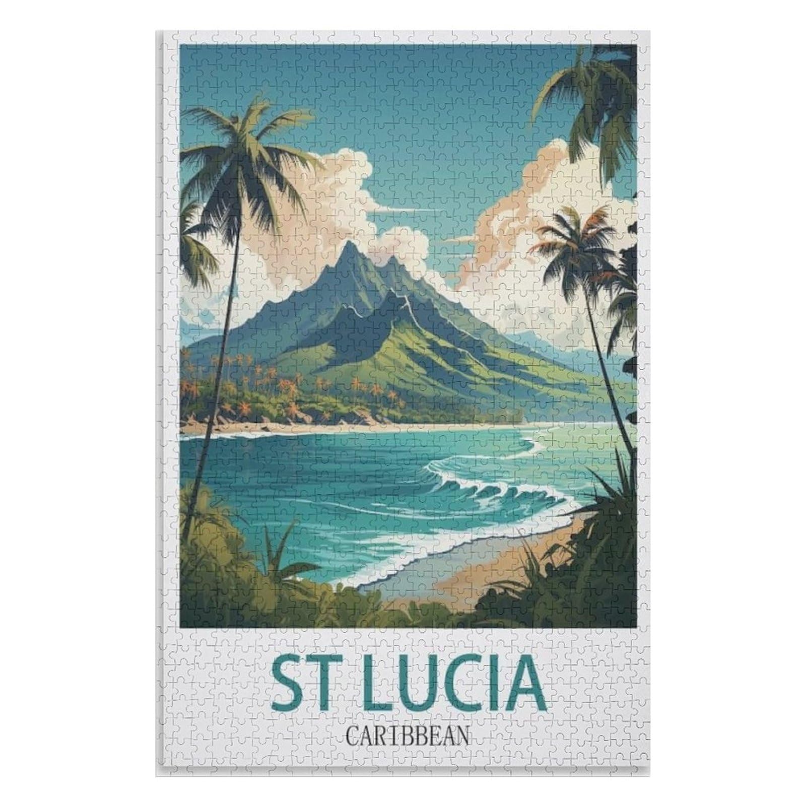 Gift puzzle games，St Lucia Caribbean ，Adults 1000 Piece Jigsaw Puzzle- Christmas，38x26，paper puzzle，AA-791
