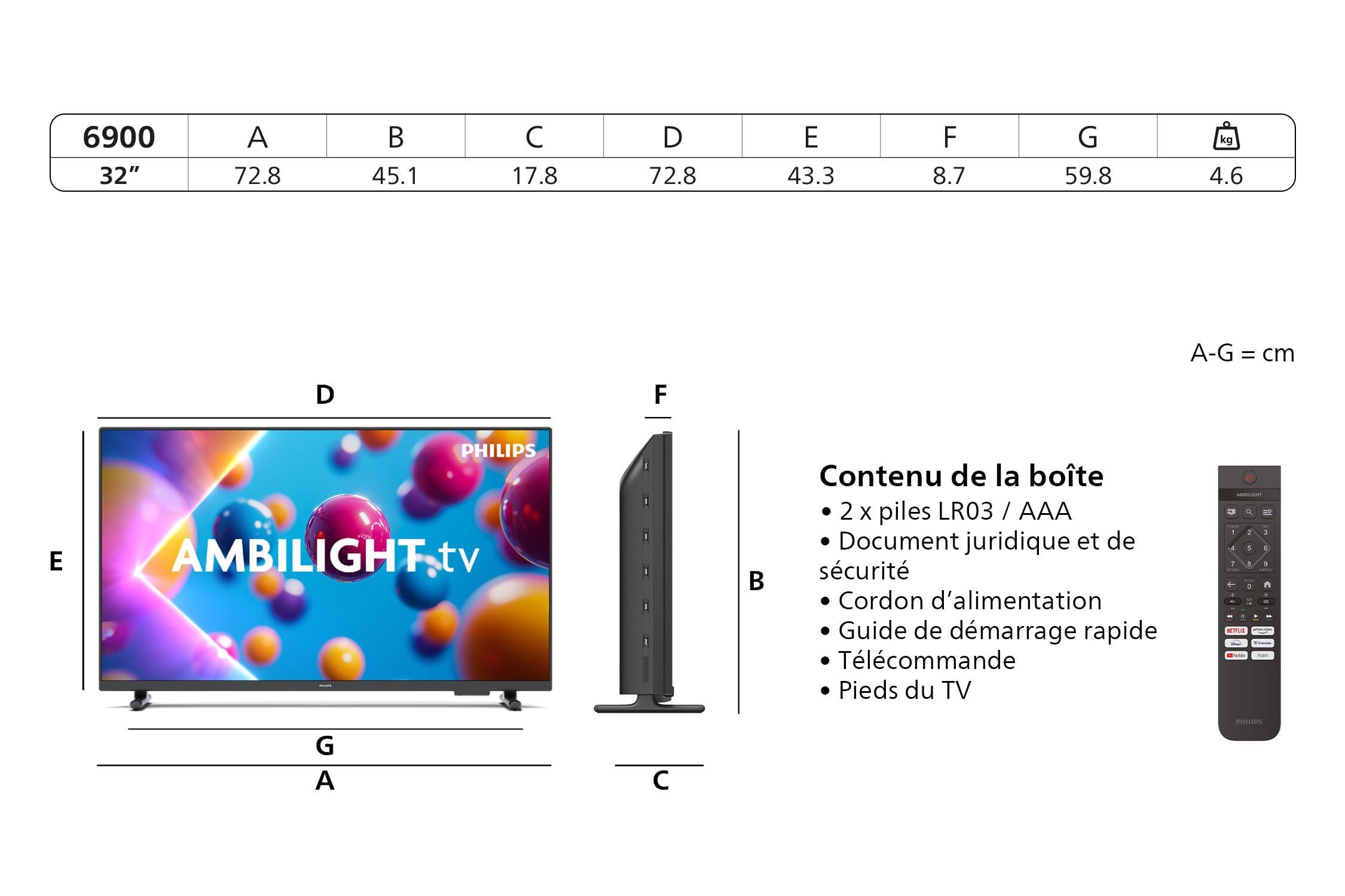 PHILIPS LED Ambilight 32" 32PFS6900 FullHD Dolby Audio HDR10 Titan
