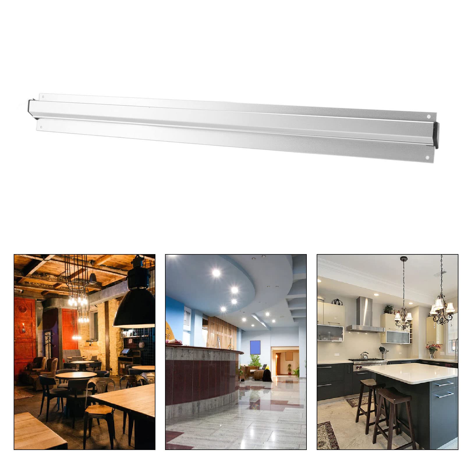 HERCHR Schreibtisch-Quittungshalter, 60 Cm/23,6 Zoll, Restaurant-Tickethalter, Quittungshalter, Aluminiumlegierung, Küchen-Slide-Check-Rack, Slide-Check-Rack, Ticket-Bestellungshalter, Wandhalterung