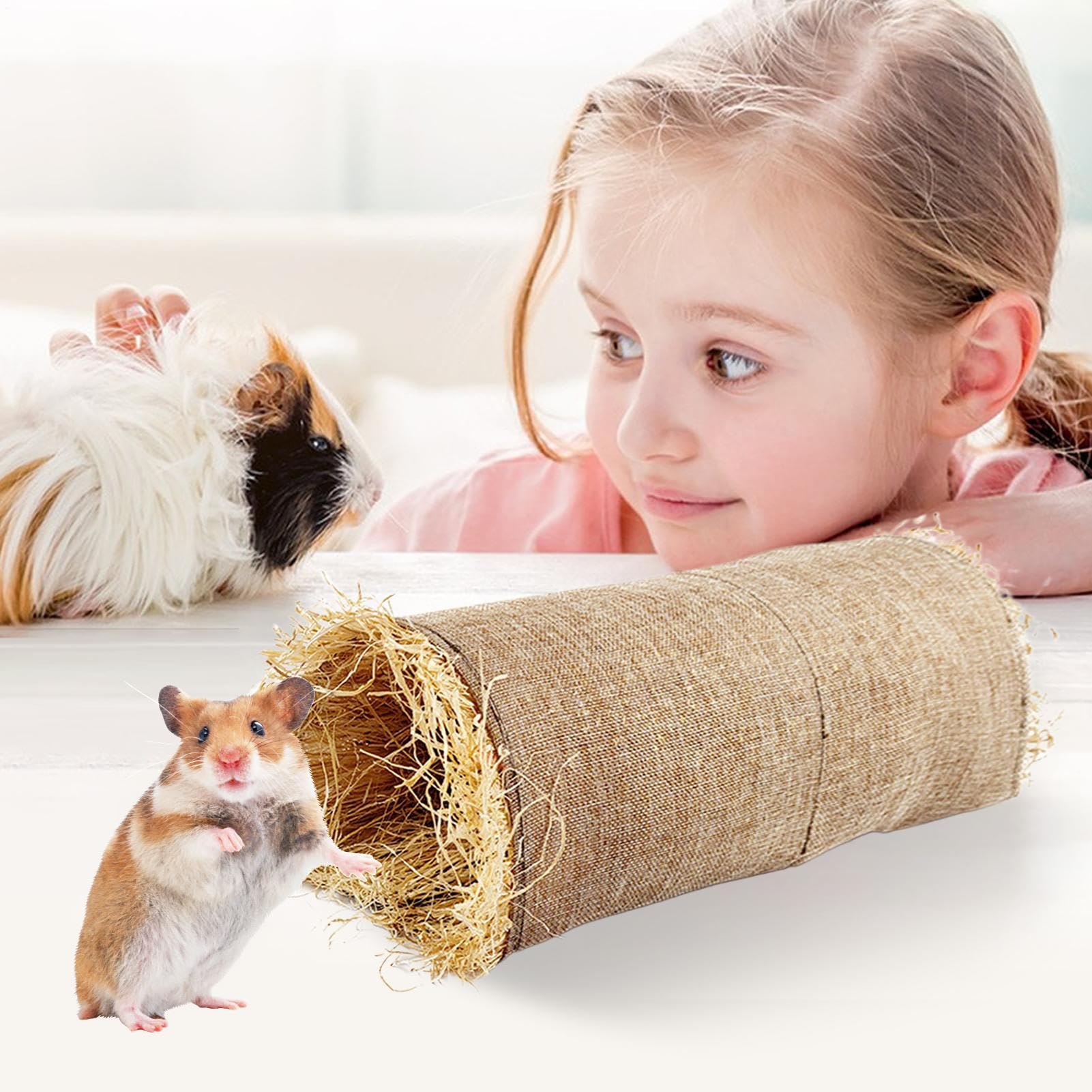Rifugio per Conigli | Giocattolo Tunnel Naturale Sicuro - Tunnel di Gioco Intrecciato e Cuccia Accogliente per Animali Domestici in Casa e all'Aperto