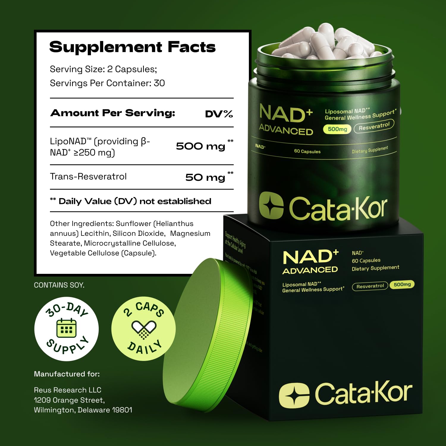Cata-Kor Liposomal NAD Supplement with Resveratrol – NMN Supplement Alternative – 60-Day Supply – Third-Party Tested – 120 Capsules – Advanced NAD+ Resveratrol - Pack of 2 — Amazon image 8