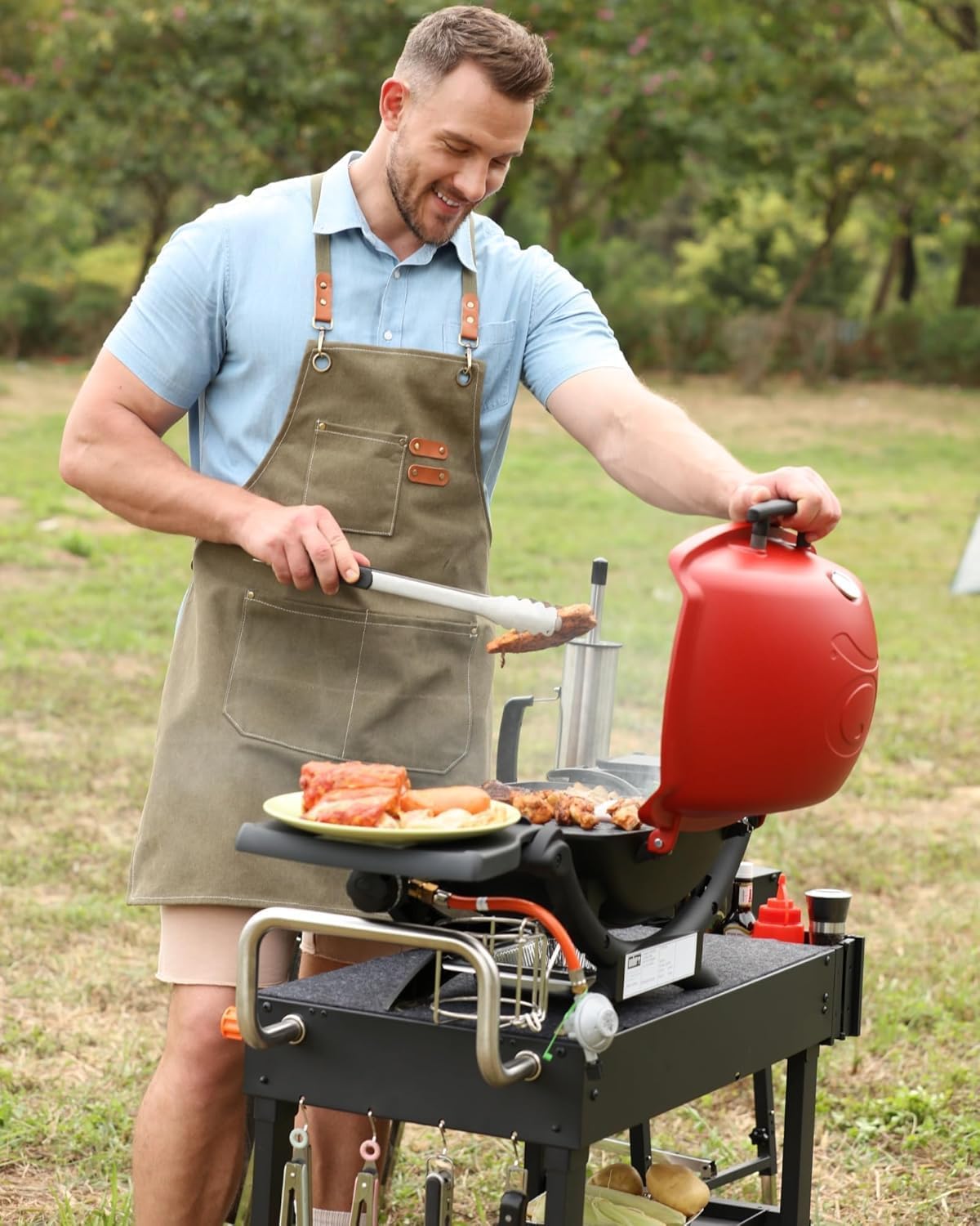 Garvee Chariot Barbecue Pliable pour Plancha, Table Roulante Extérieure