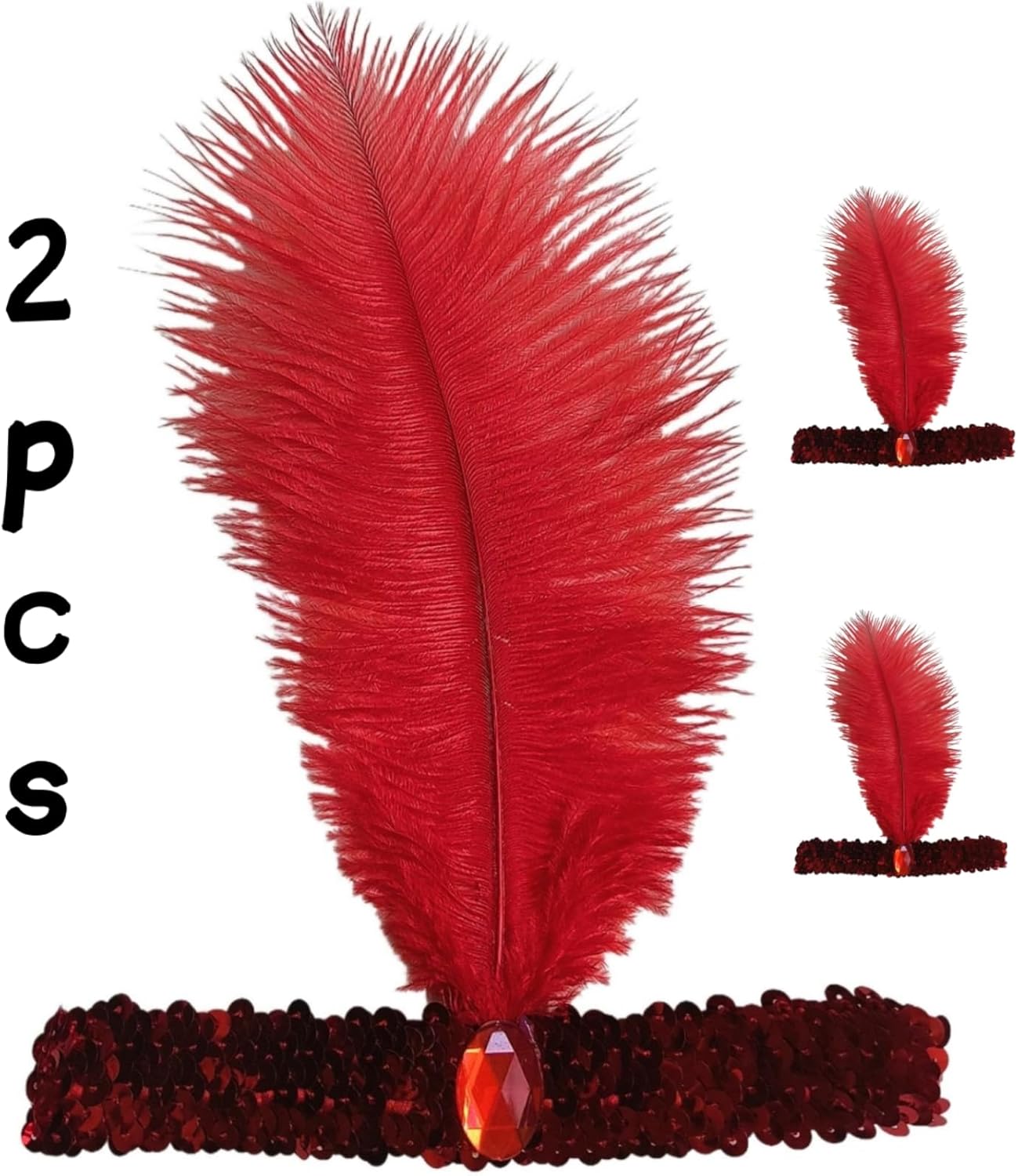 Women's Sequins Feathers Headband Headpiece 2 Pieces 1920s Flapper Carnival Party Fashion Headress For Women - Image 2