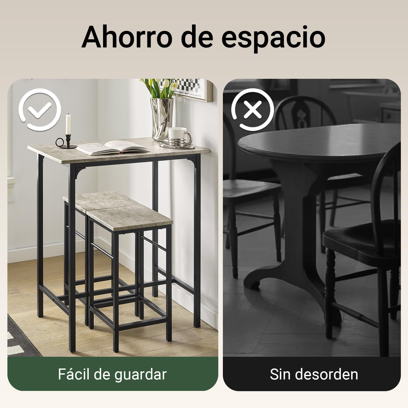 SoBuy Juego de Mesa Alta para Comedor, Conjunto de Bar con 2 Taburetes, Mesa de Cocina Moderna Ideal para Espacios Reducidos, OGT10-HG