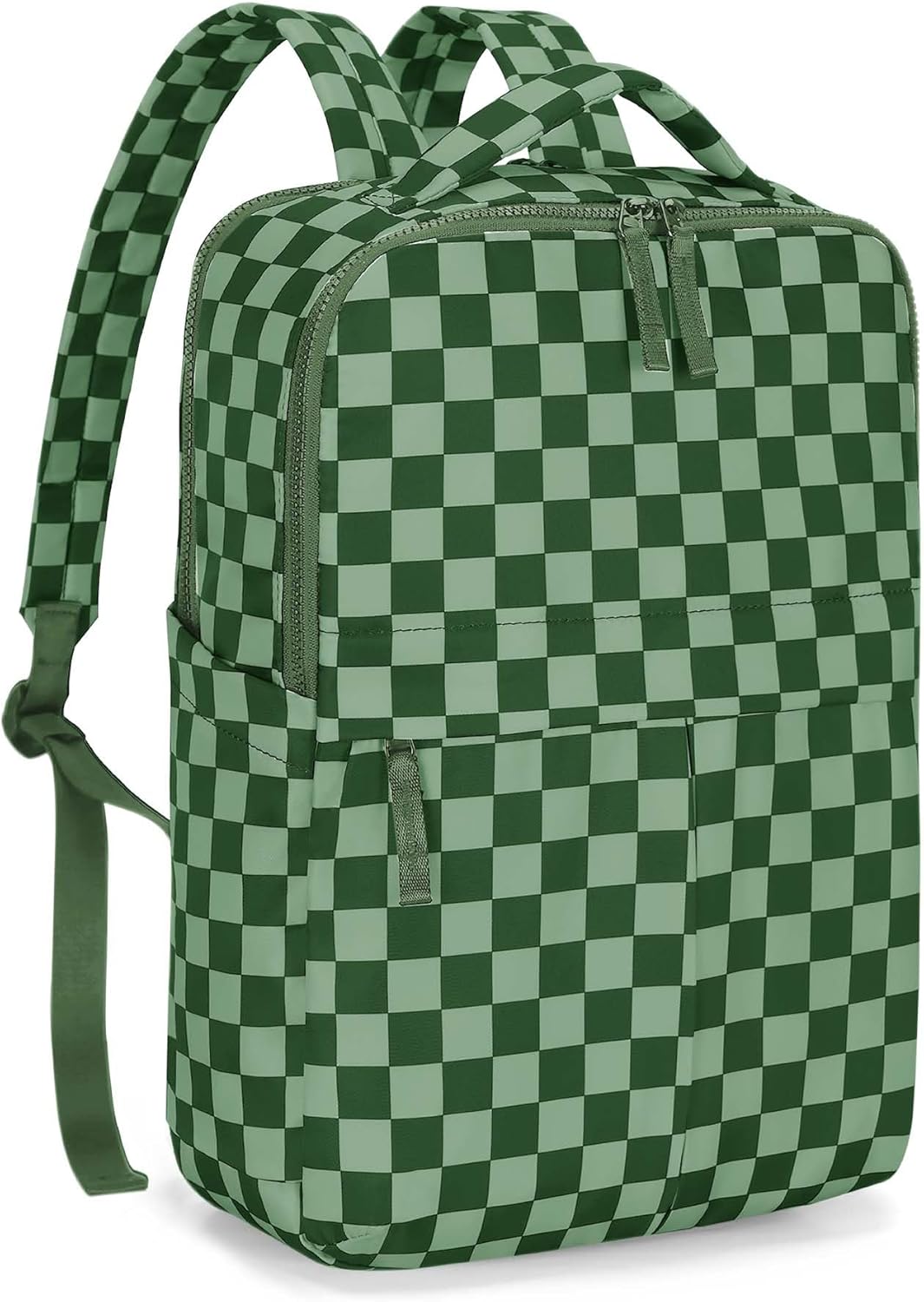 Checkered Backpack for Women Fashion Backpacks with Laptop and Multi Compartment for Travel and Work Bean Green Check