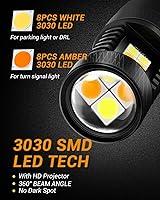 Vista 6 de Auxbeam 3157 Bombillas LED 3157 3457 4157 Switchback Bombillas de doble color 300% más brillante blanco y ámbar para luces direccionales DRL, luces