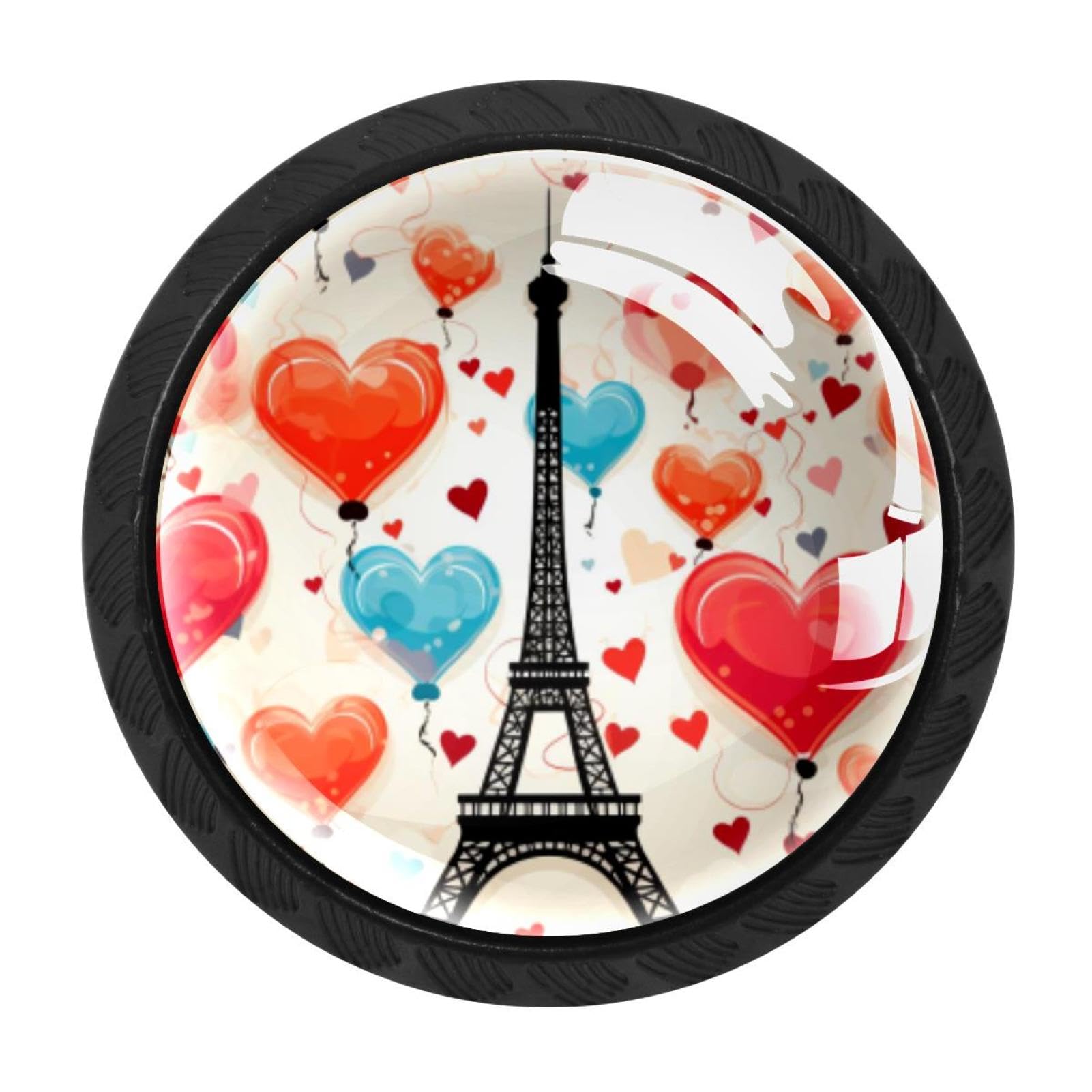 Chenzzzz Multicolored 19 4 Pieces Kitchen Cabinet Knobs Eiffel Tower Valentine's Day Drawer Knobs Dresser Knobs Drawer Pulls Door Knobs Dresser Drawer Handles Knobs For Dresser Drawers