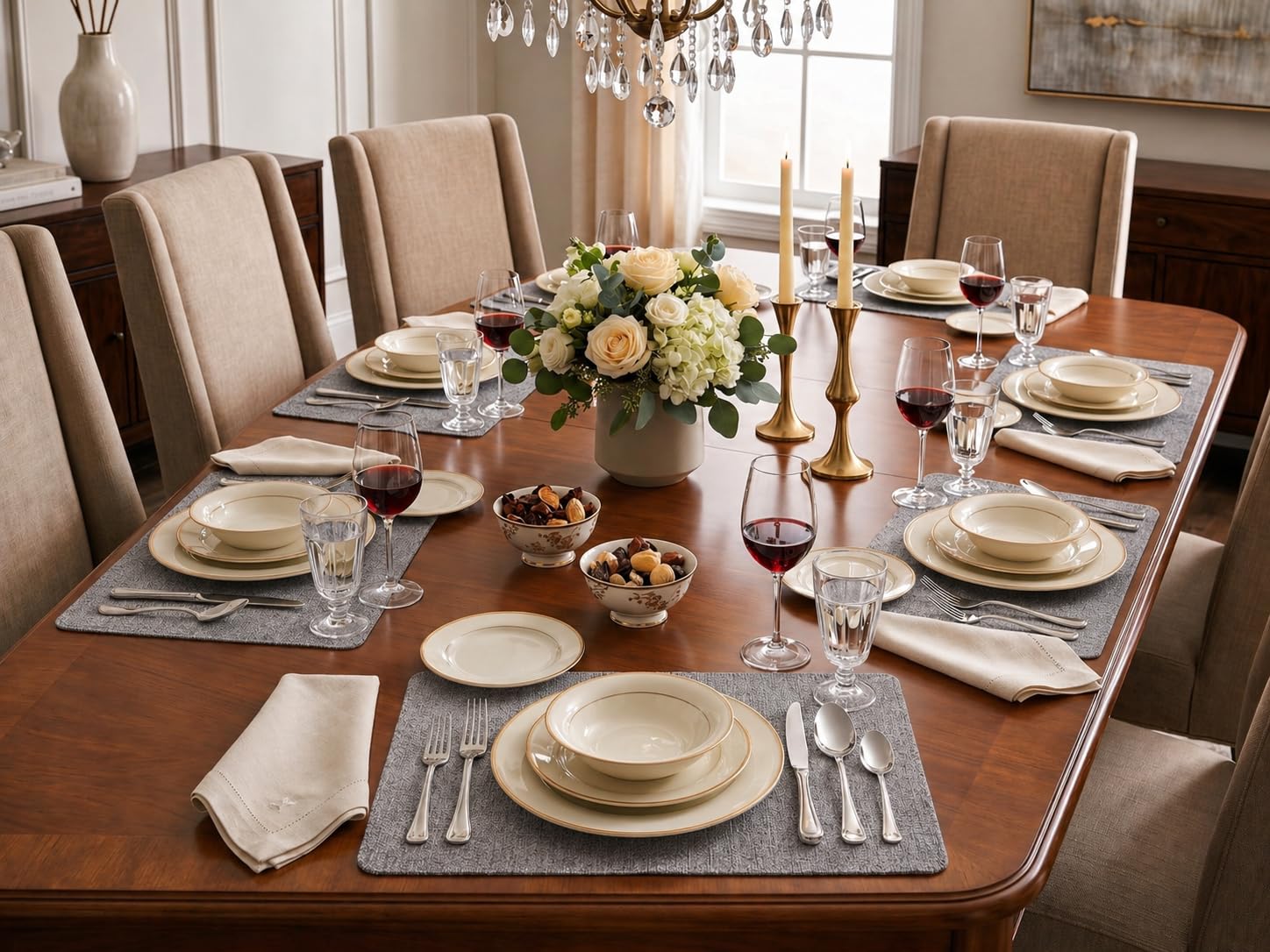 RichAxis Placemats - Set of 6 Brown Dining Mats -3