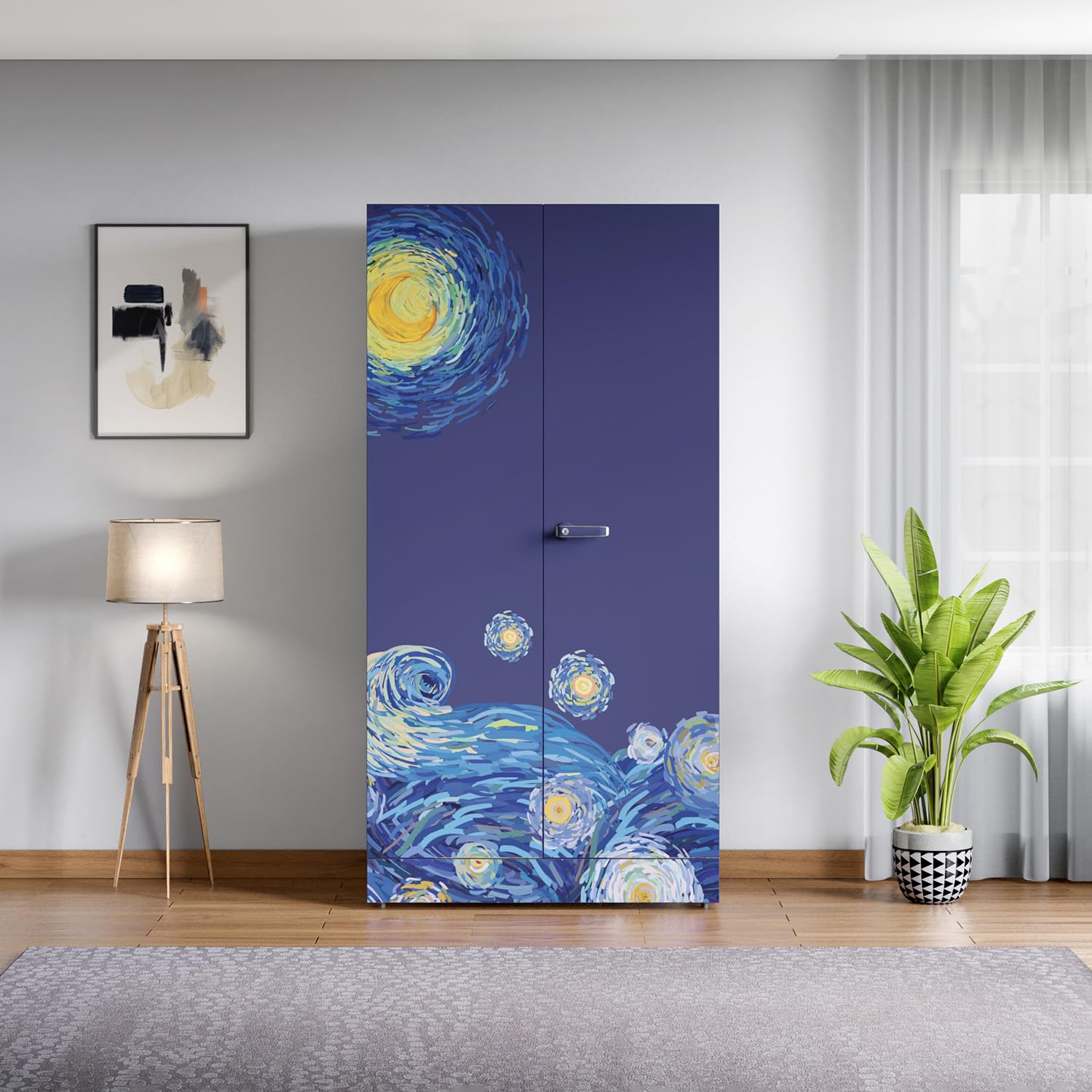 Interio by Godrej Auraline® Women Basic Digital Printed 2-Door Steel Almirah (Lunar Tides - Skipper Blue), 1-Year Warranty, 1 Drawer-image-48