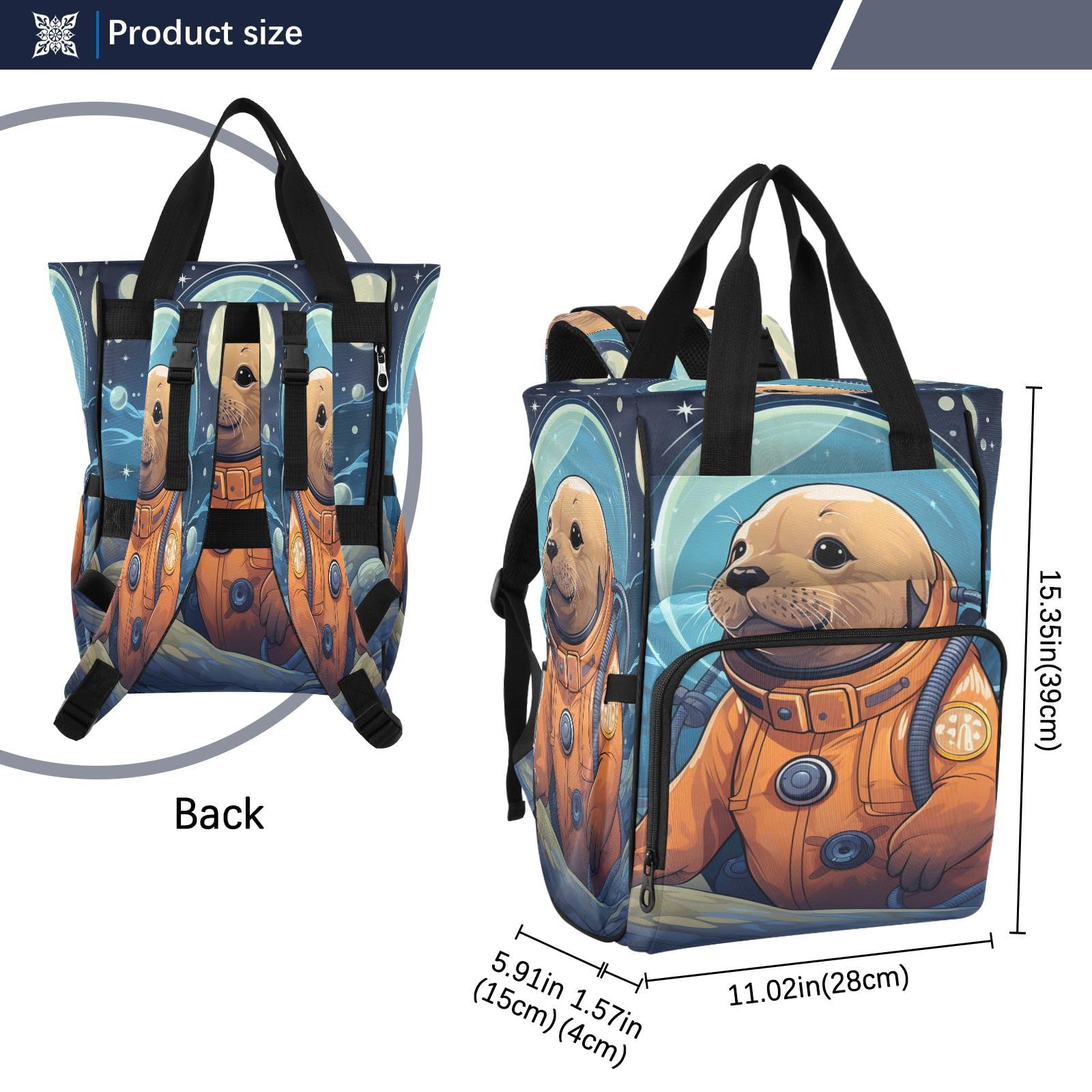 Sello MarróN Espacio Luz De La Luna Mochilas de Pañales para Gran Capacidad Pañal Bolso Mochila para Viajar al Aire Libre Mamá y Papá