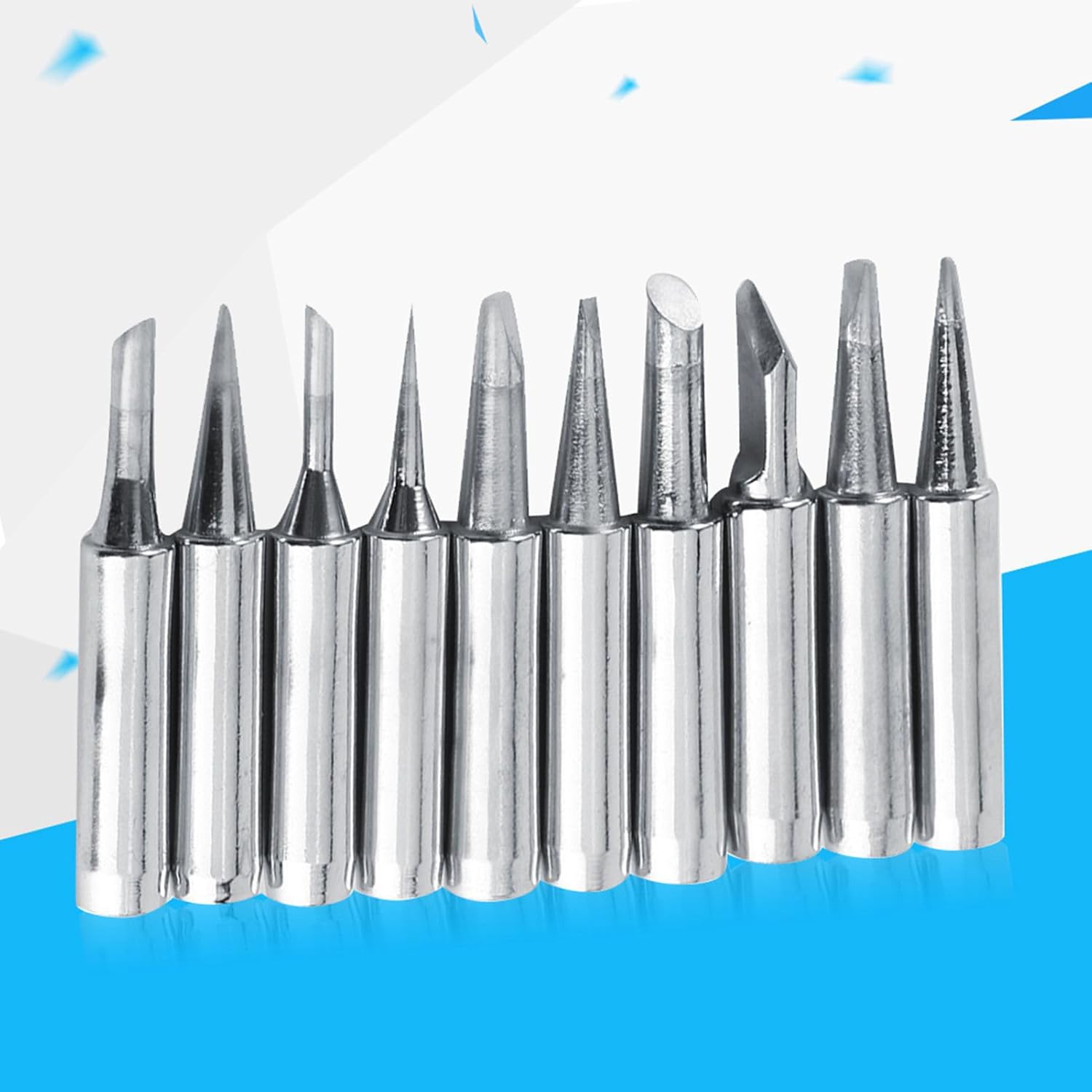 10pcs/Set Soldering Iron Replacement Tips, Copper Solder Iron Tips 900M-T for Soldering Rework Station Tool(10 Tips + 1 retaining Sleeve)