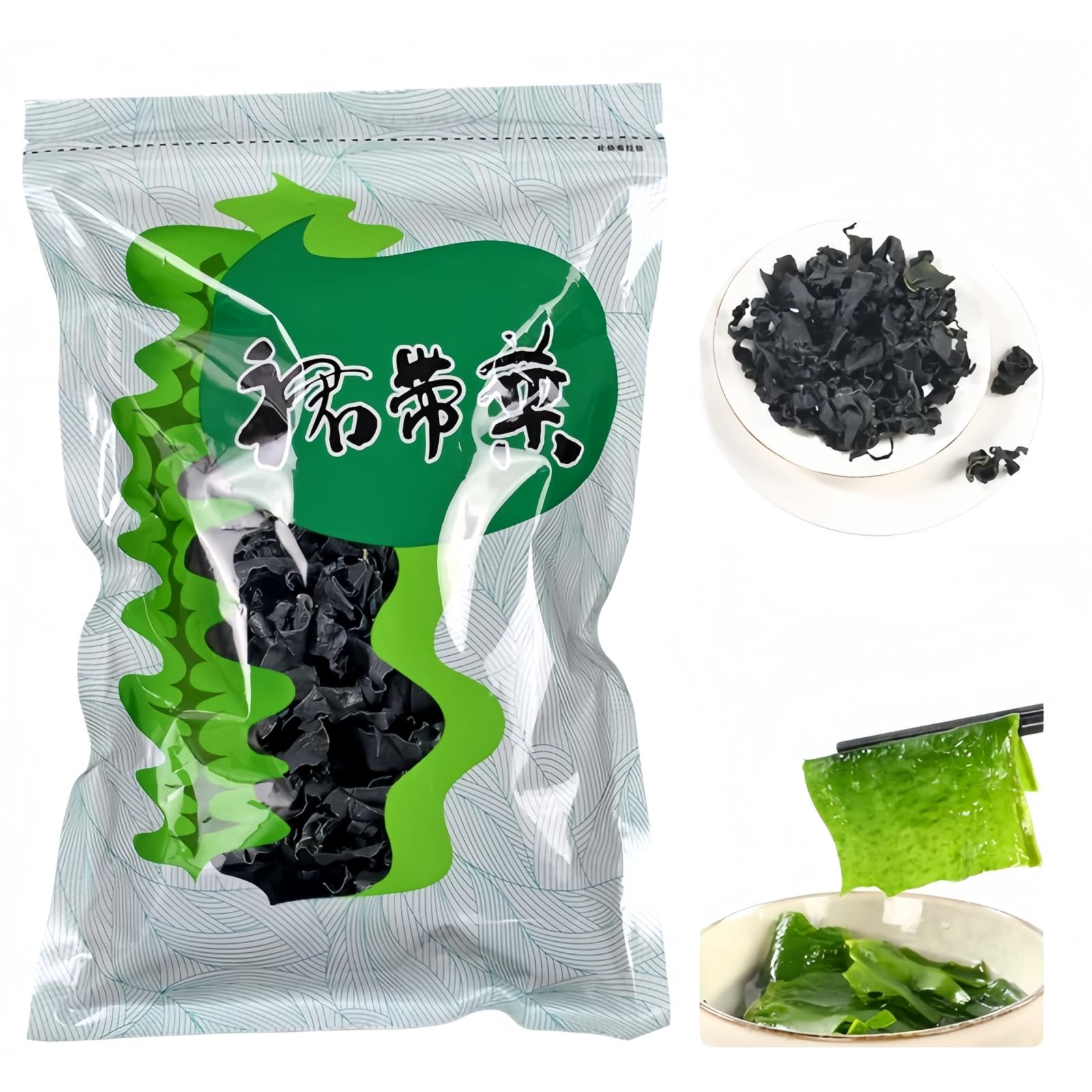 TraiHuyan Algues Wakame Séchées 100g, Algues Marines Premium pour Soupe Miso & Salade d'Algues - 100% Naturel, Vegan & Faible en Calories - Préparation Rapide,