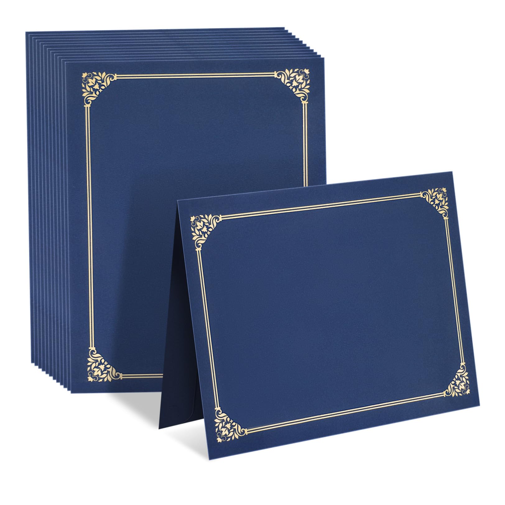 30 Pezzi Porta Certificati Bordo Oro Formato Foglio | Carta, Angoli Pretagliati Tengono Foglio Fermo, Presentazione Professionale per Diplomi e Documenti