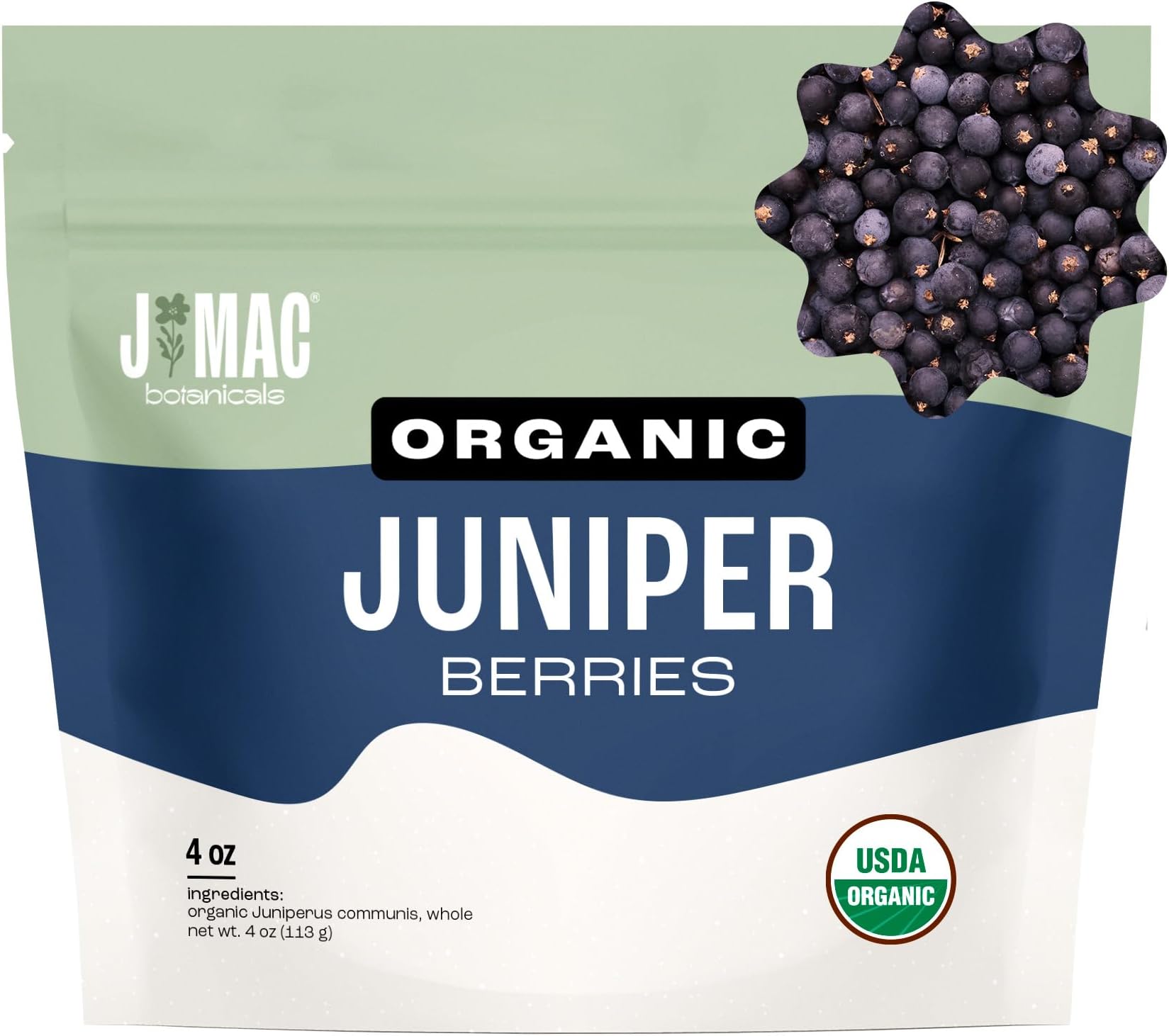Organic Whole Juniper Berries, Certified Organic, juniper for herbal infusions, cooking and seasoning beef, pork, turkey brine, soups, syrups, cocktail bombs (4 oz)